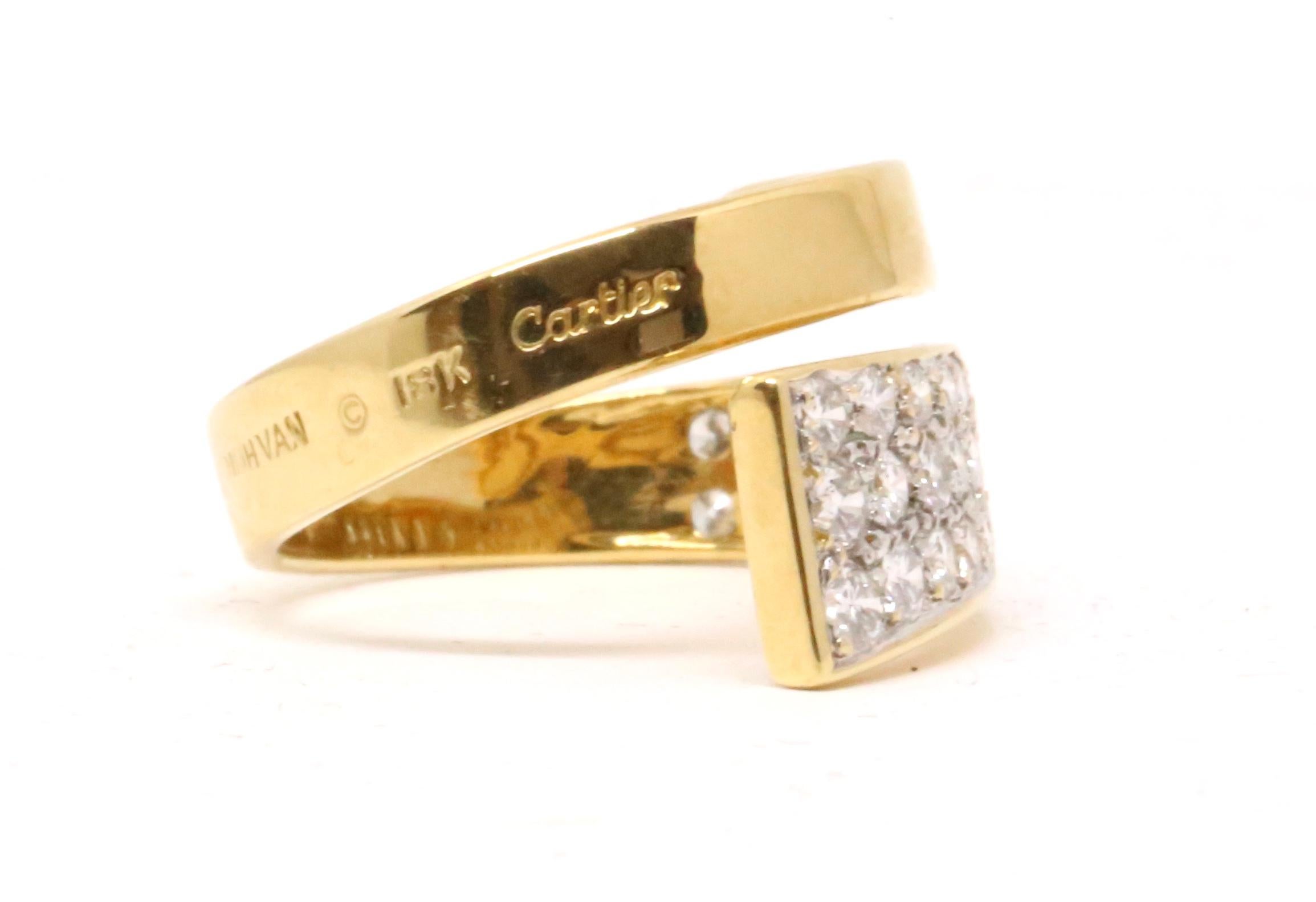 1960s Jean Dinh Van for Cartier 18k Modernist Ring with Diamonds In Good Condition For Sale In Oakland, CA