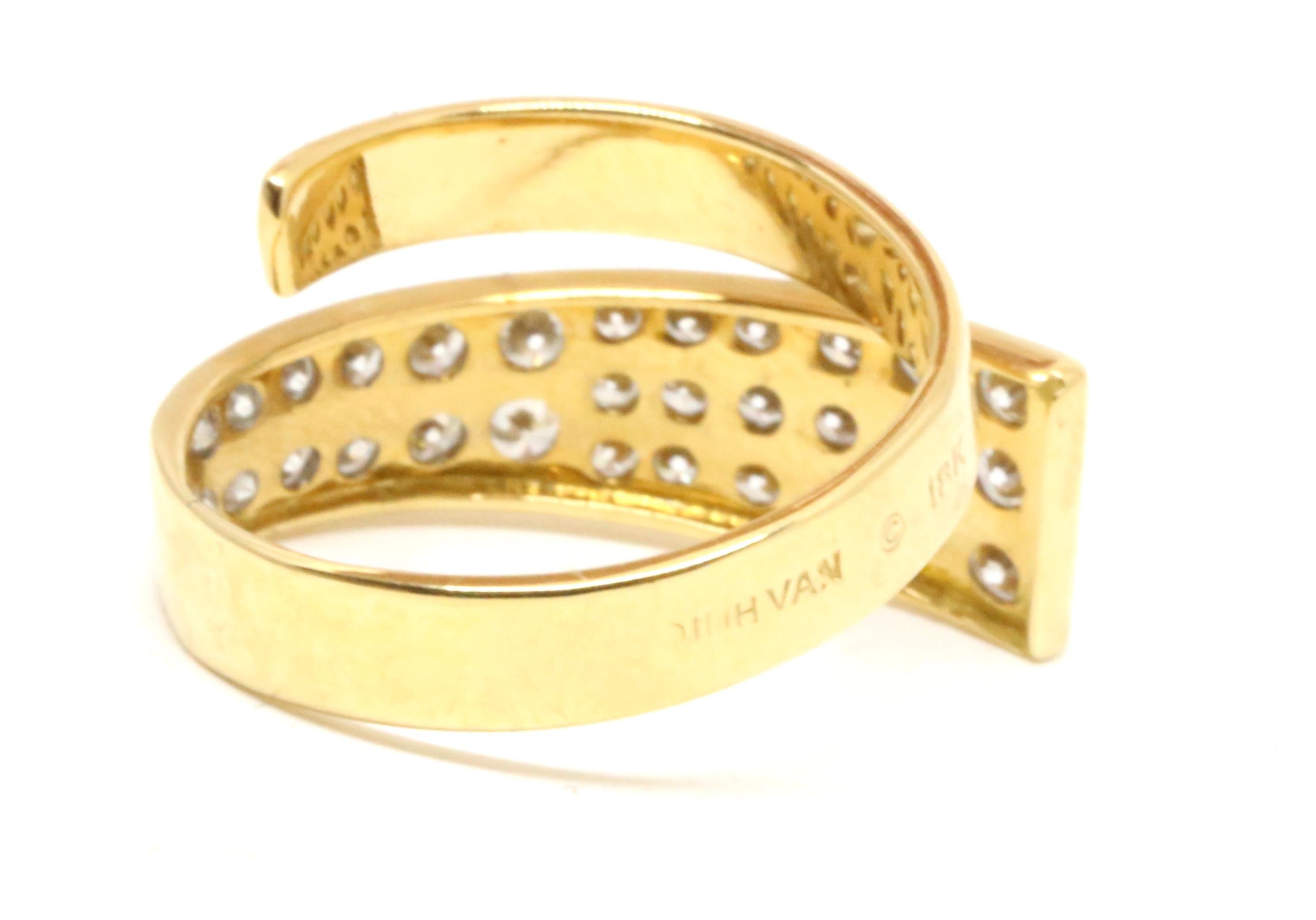 Jean Dinh Van pour Cartier, bague moderniste en or 18 carats avec diamants, années 1960 en vente 2