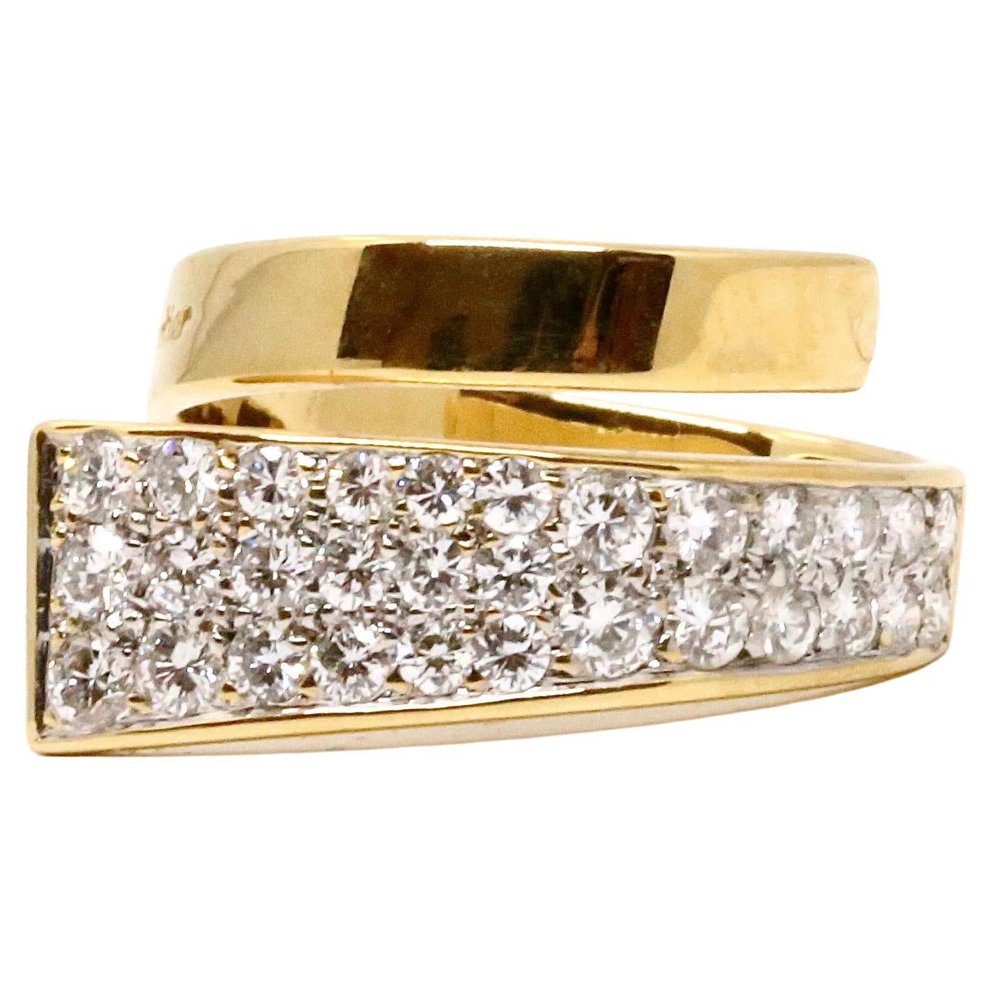 Jean Dinh Van pour Cartier, bague moderniste en or 18 carats avec diamants, années 1960