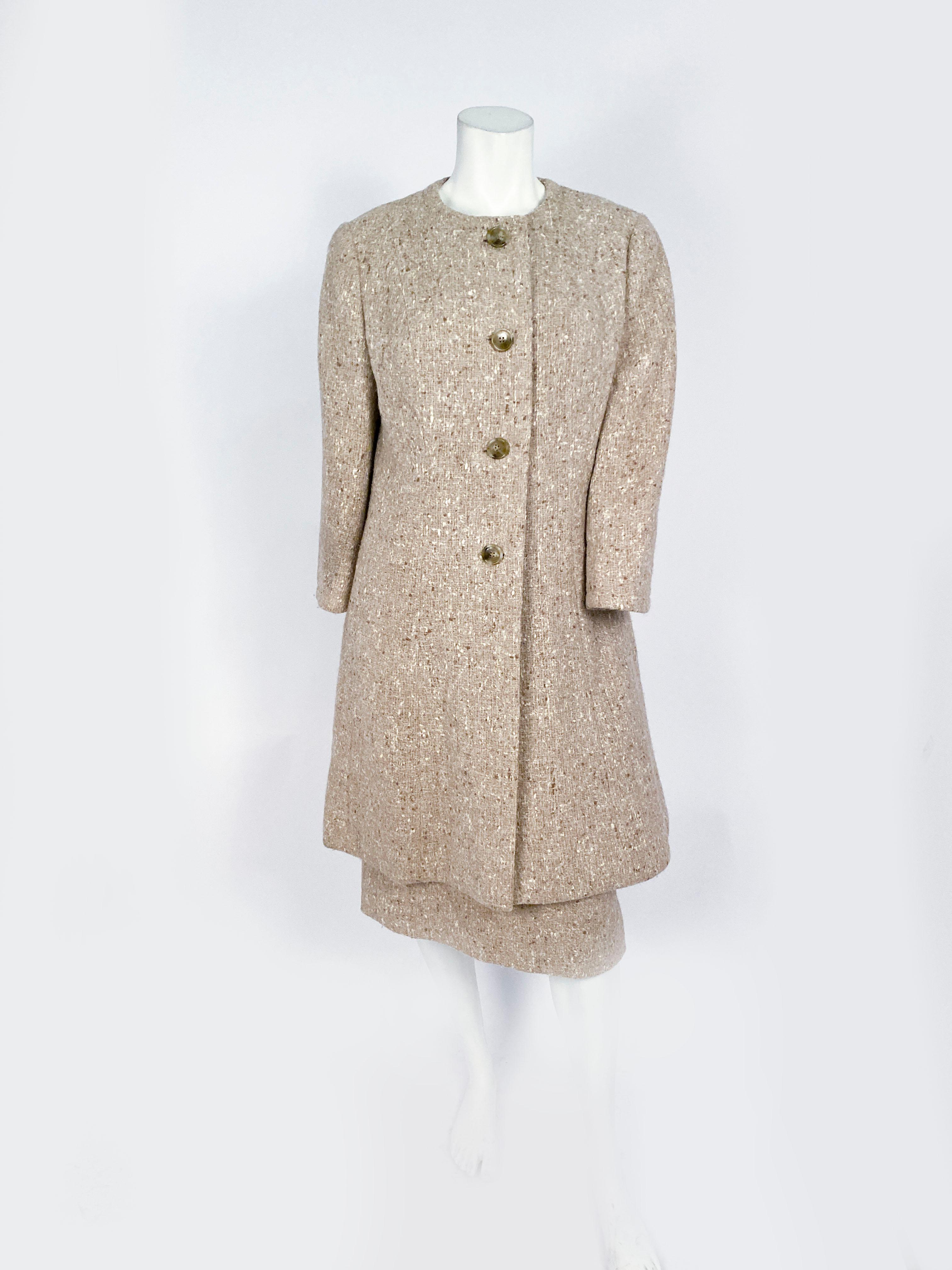 1960s Jean Louis Beige Tweed Suit 1