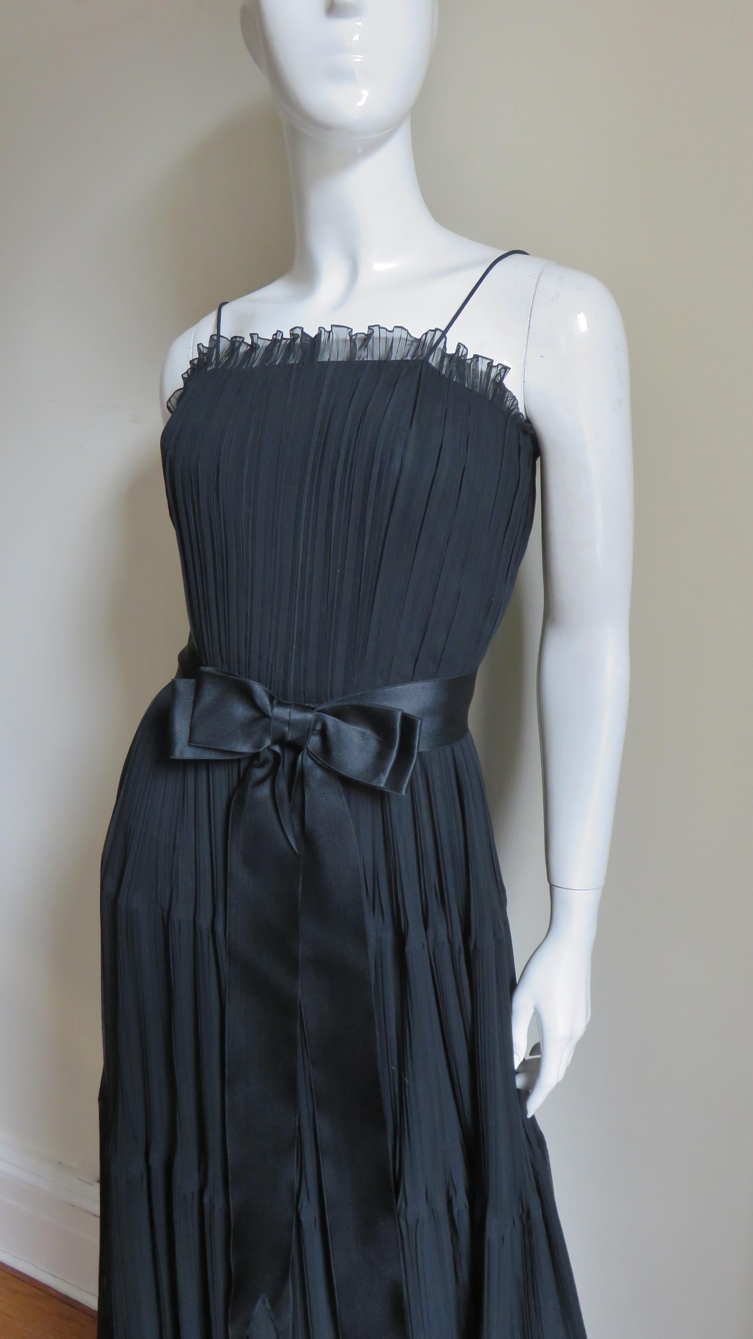  Jean Louis 1960s Silk Tiered Dress In Excellent Condition For Sale In Water Mill, NY