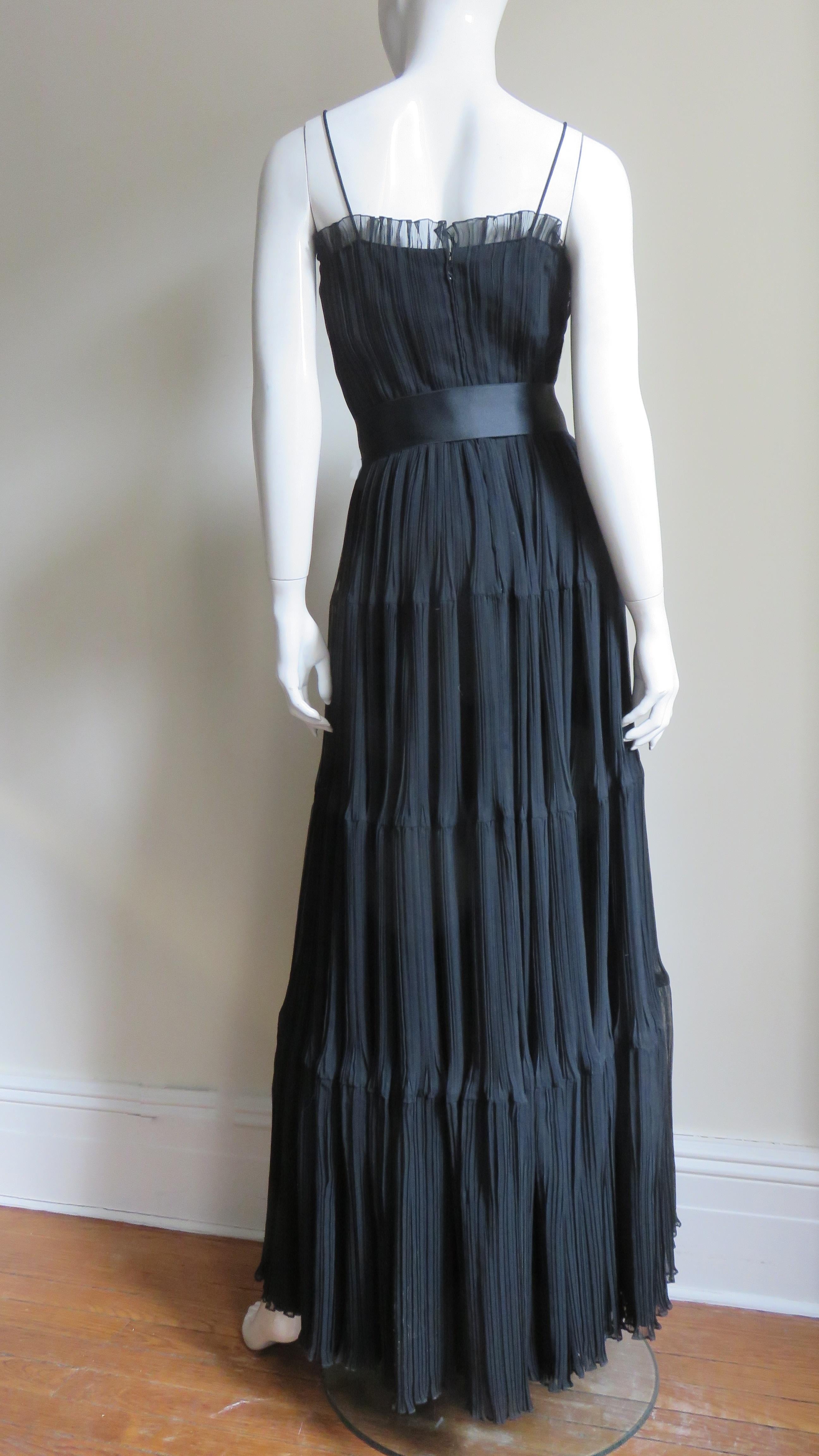  Jean Louis 1960s Silk Tiered Dress For Sale 3