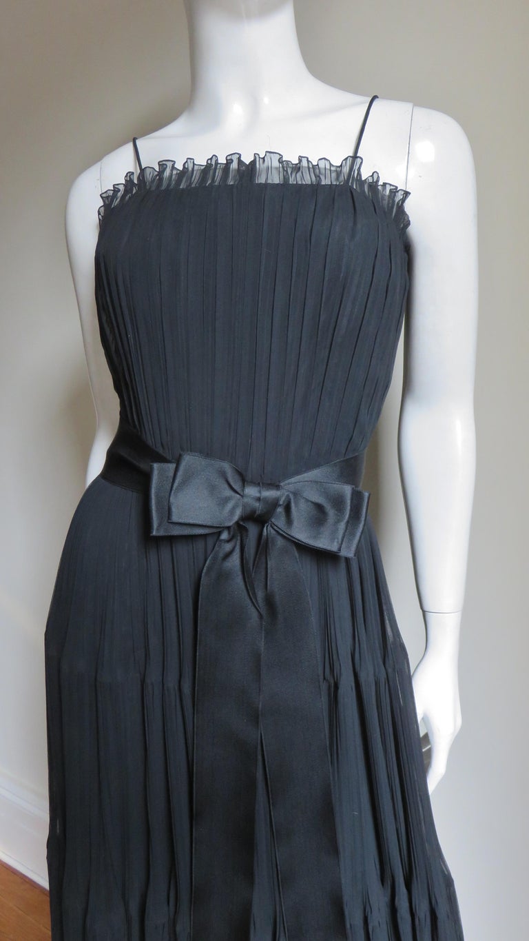 Black  Jean Louis 1960s Silk Tiered Dress For Sale