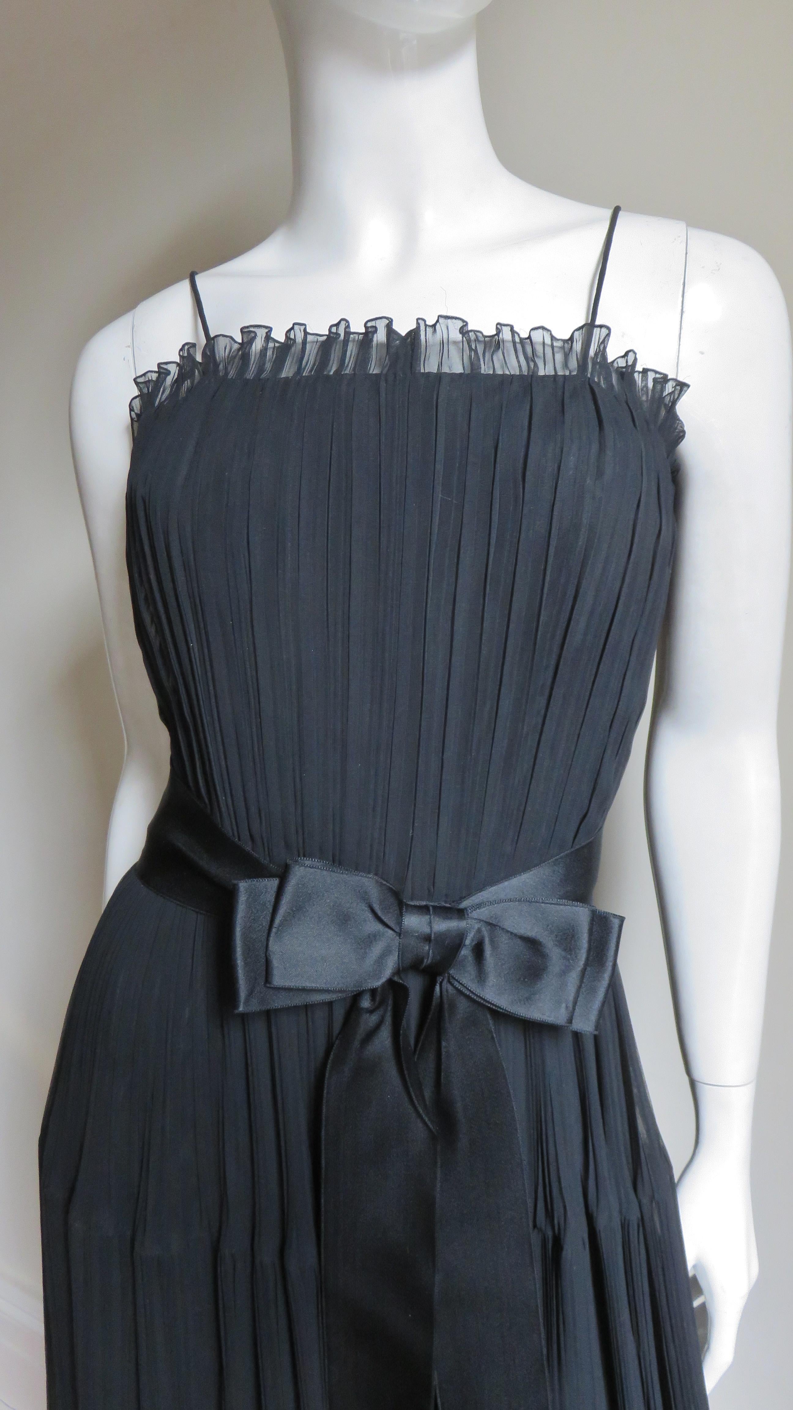 Black  Jean Louis 1960s Silk Tiered Dress For Sale