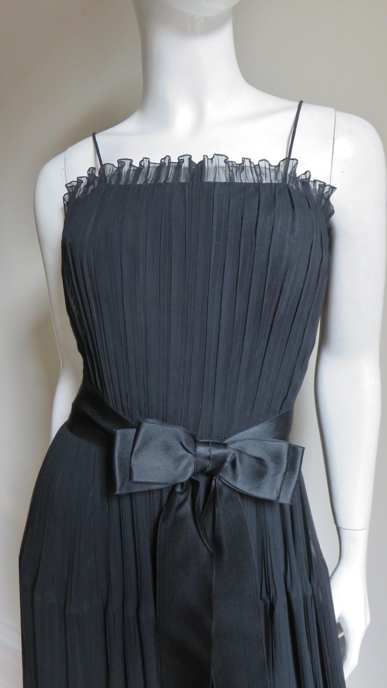  Jean Louis 1960s Silk Tiered Dress In Excellent Condition For Sale In Water Mill, NY