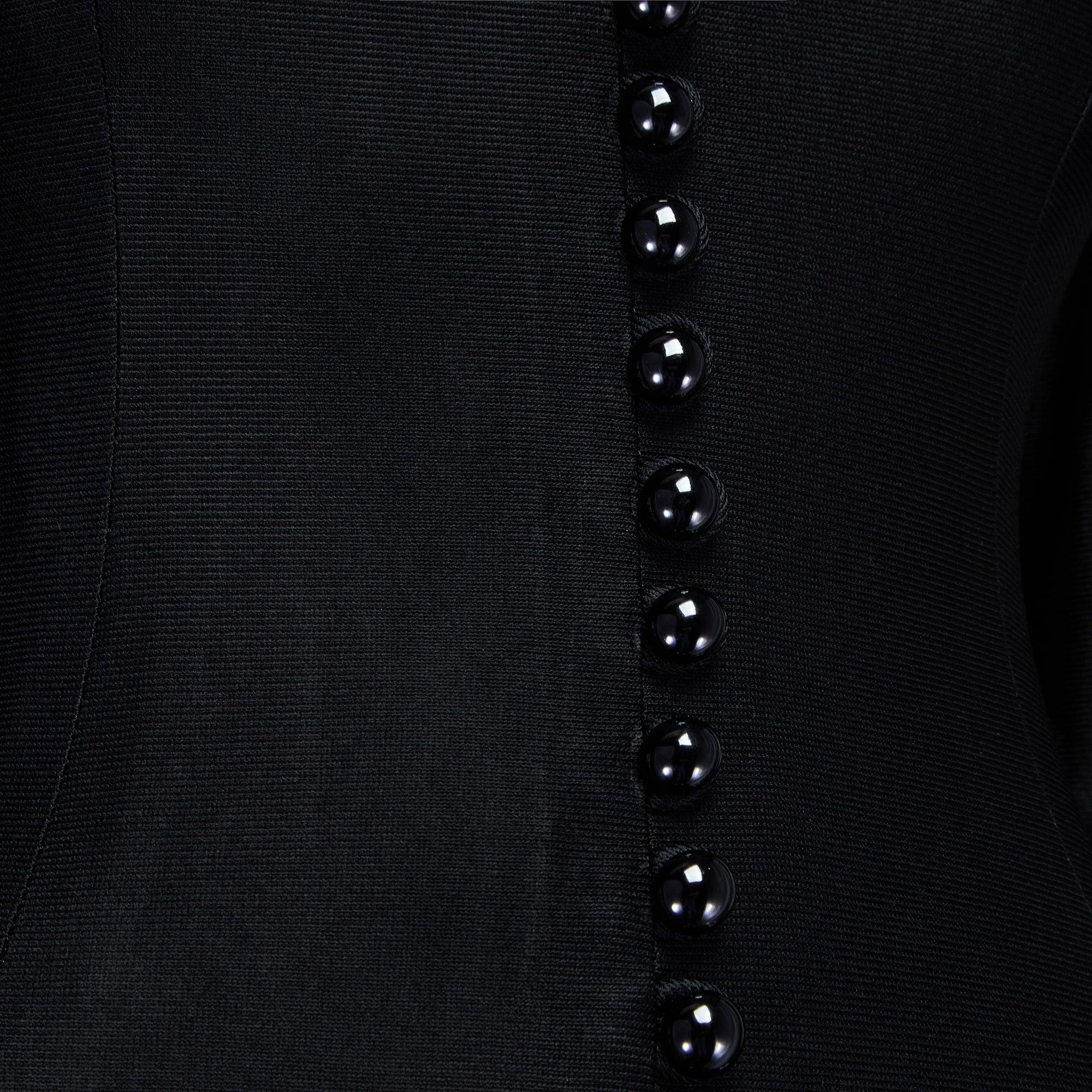 Women's 1960s Jean Varon Jersey Black Maxi Dress with Front Button Detail For Sale