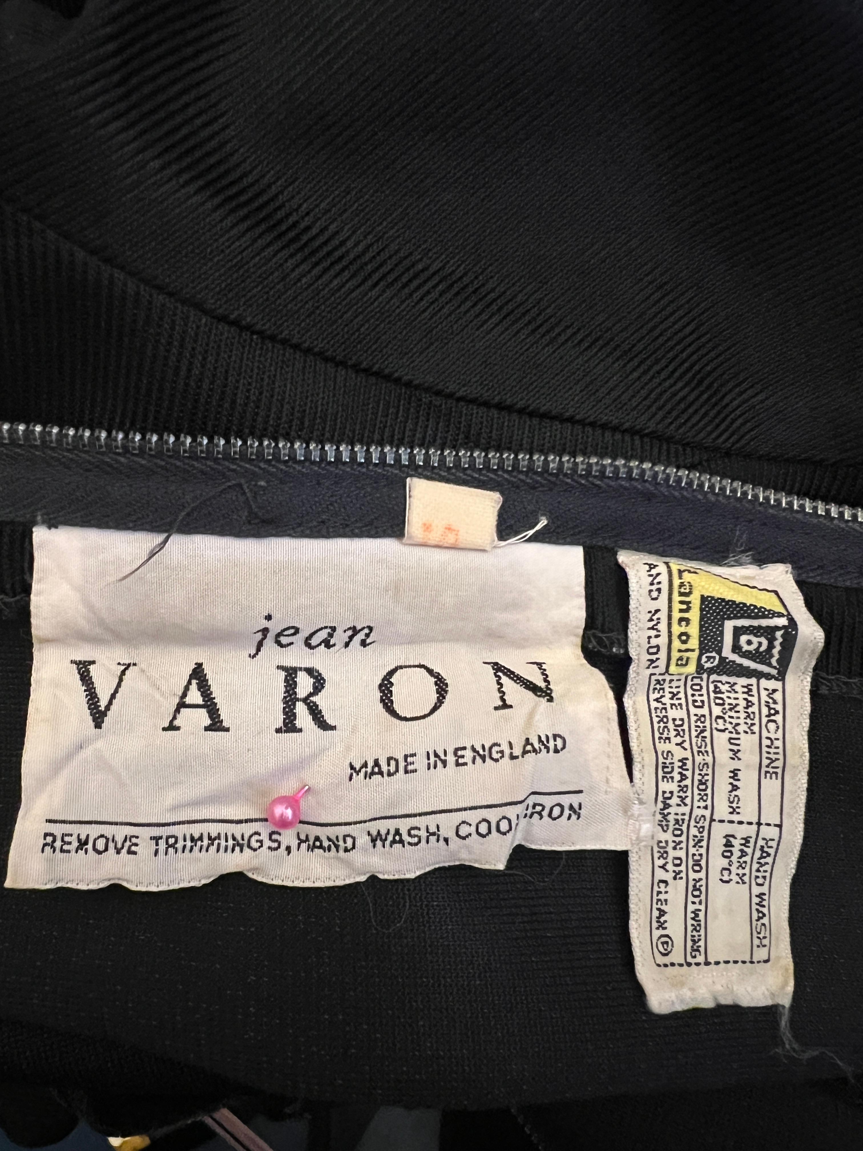1960s Jean Varon Jersey Black Maxi Dress with Front Button Detail For Sale 1