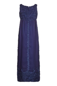 1960s Jean Varon Midnight Blue Evening Dress