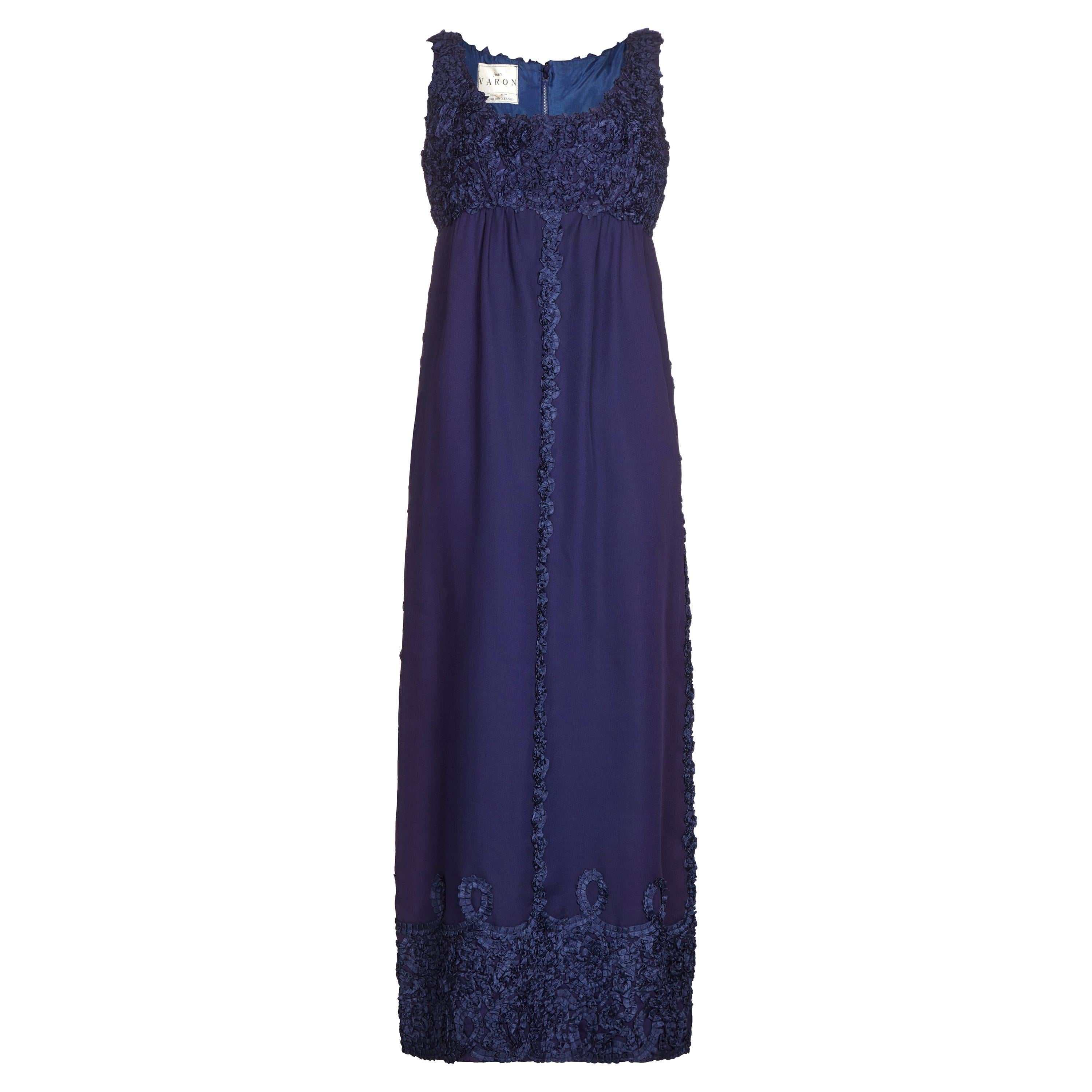 1960s Jean Varon Midnight Blue Evening Dress
