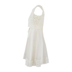 1960s Jean Varon White Sleeveless Ruffle Lace Dress