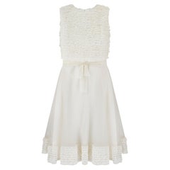 1960s Jean Varon White Sleeveless Ruffle Lace Dress