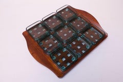 1960s Jens Quistgaard Dansk Teak Serving Tray with Glass Inserts New in Box