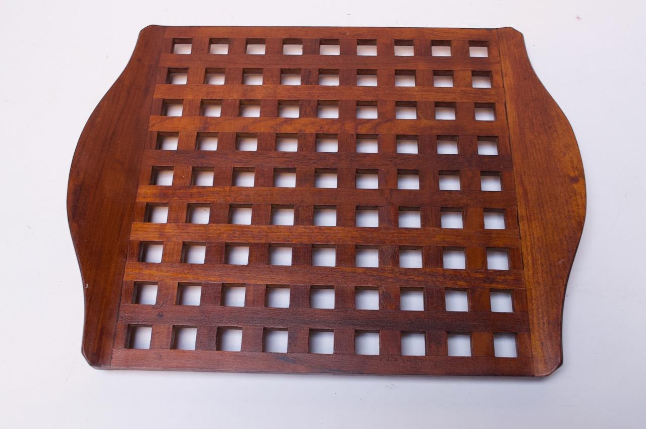 1960s Jens Quistgaard Dansk Teak Serving Tray with Glass Inserts New in Box 1