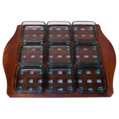 1960s Jens Quistgaard Dansk Teak Serving Tray with Glass Inserts New in Box