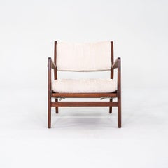 1960s Jens Risom Design U-430 Lounge Chair with Arms in Walnut and Fabric