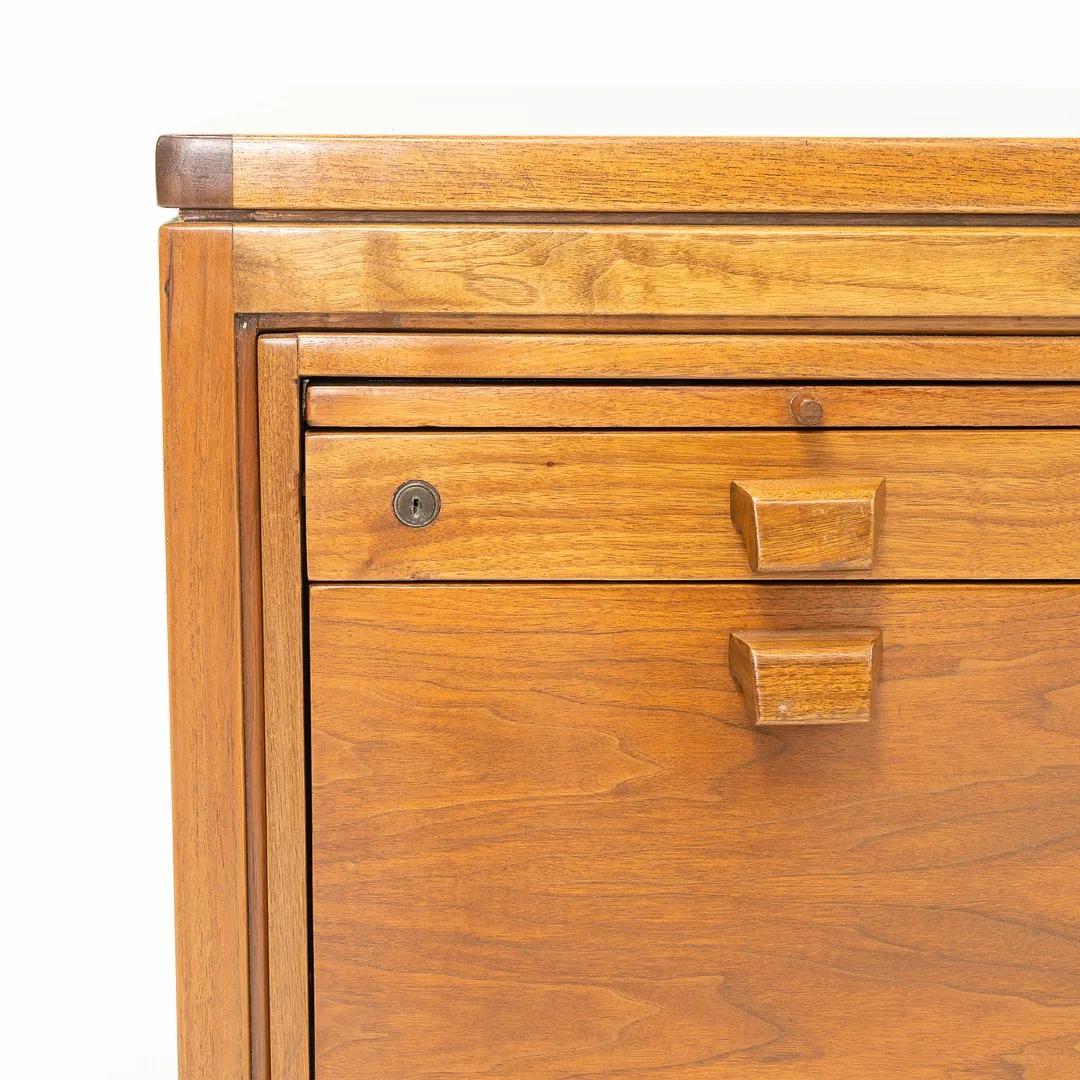 Modern 1960s Jens Risom Designs Double Pedestal Executive Desk w/ Wood Pulls in Walnut