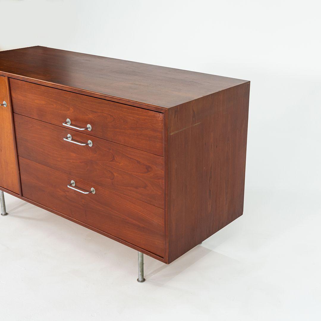 1960s Jens Risom Designs Large 3-Drawer Cabinet / Credenza American Black Walnut In Good Condition For Sale In Philadelphia, PA