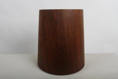1960s Jens Risom MCM Tapered Walnut Wastebasket / Trash Can with Aluminum Lining