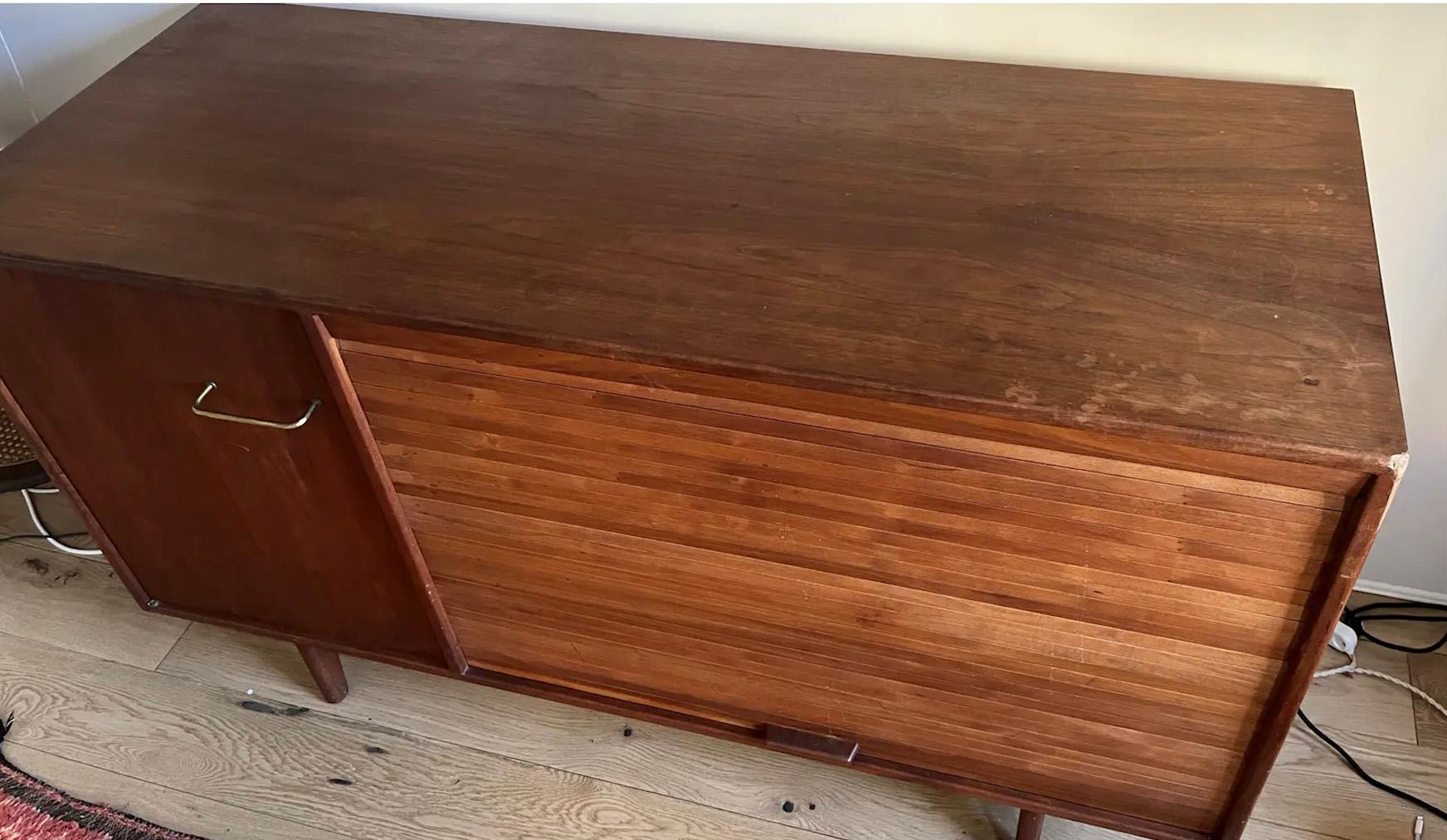 Stained 1960s Jens Risom Teak Credenza