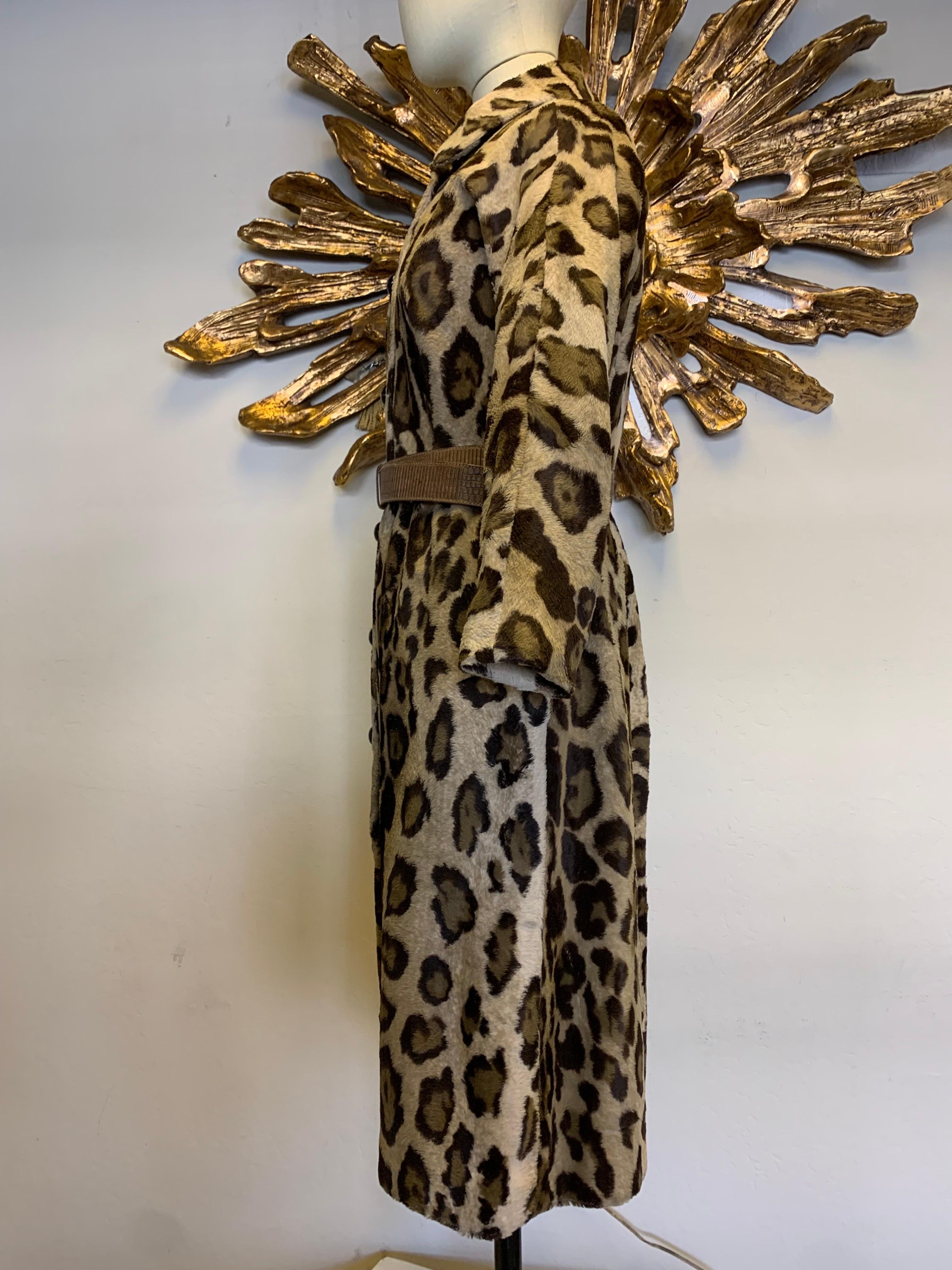 1960s Jerry Silverman Faux Leopard Fur Button-Down Coat Dress For Sale 5