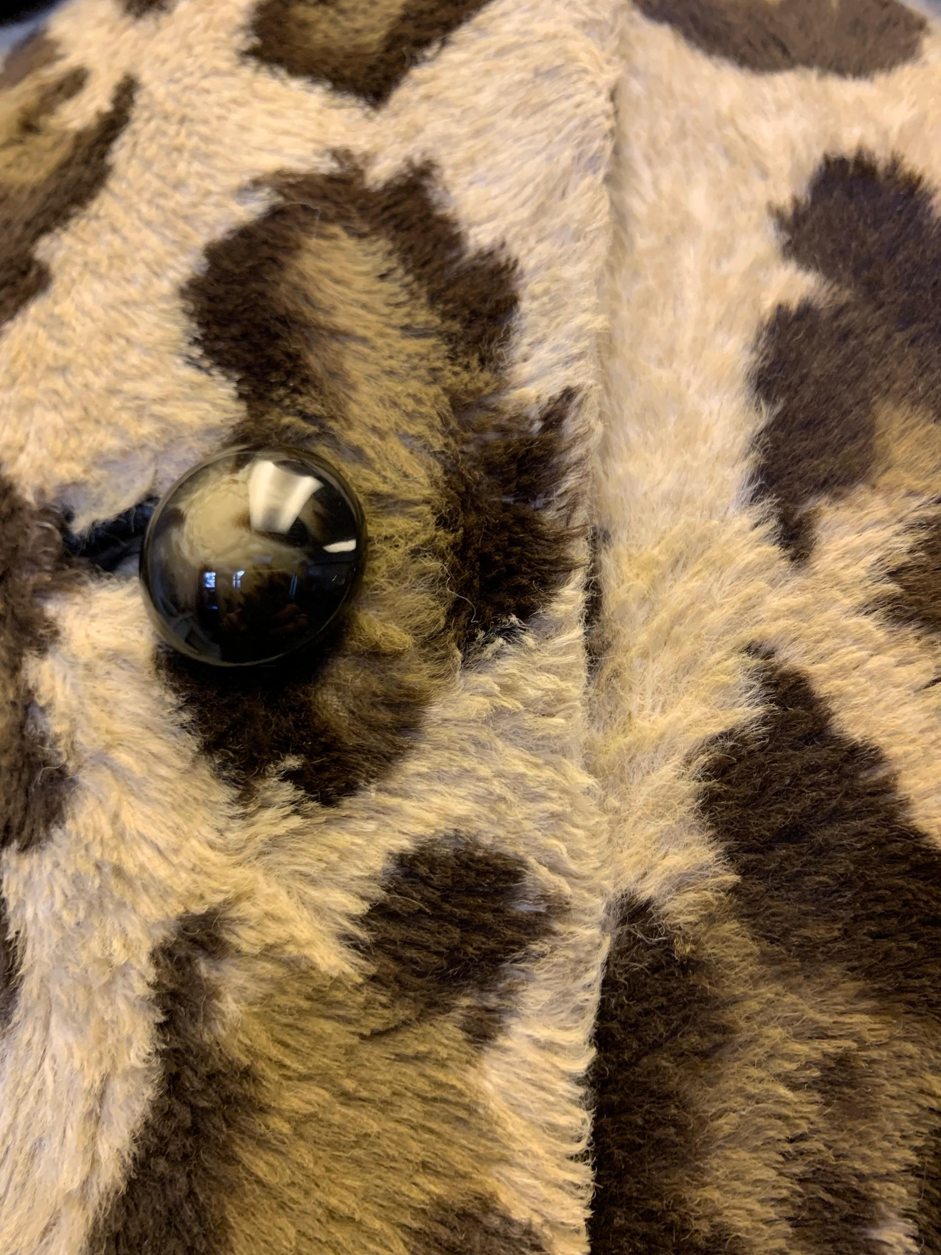 1960s Jerry Silverman Faux Leopard Fur Button-Down Coat Dress For Sale 7