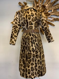 1960s Jerry Silverman Faux Leopard Fur Button-Down Coat Dress