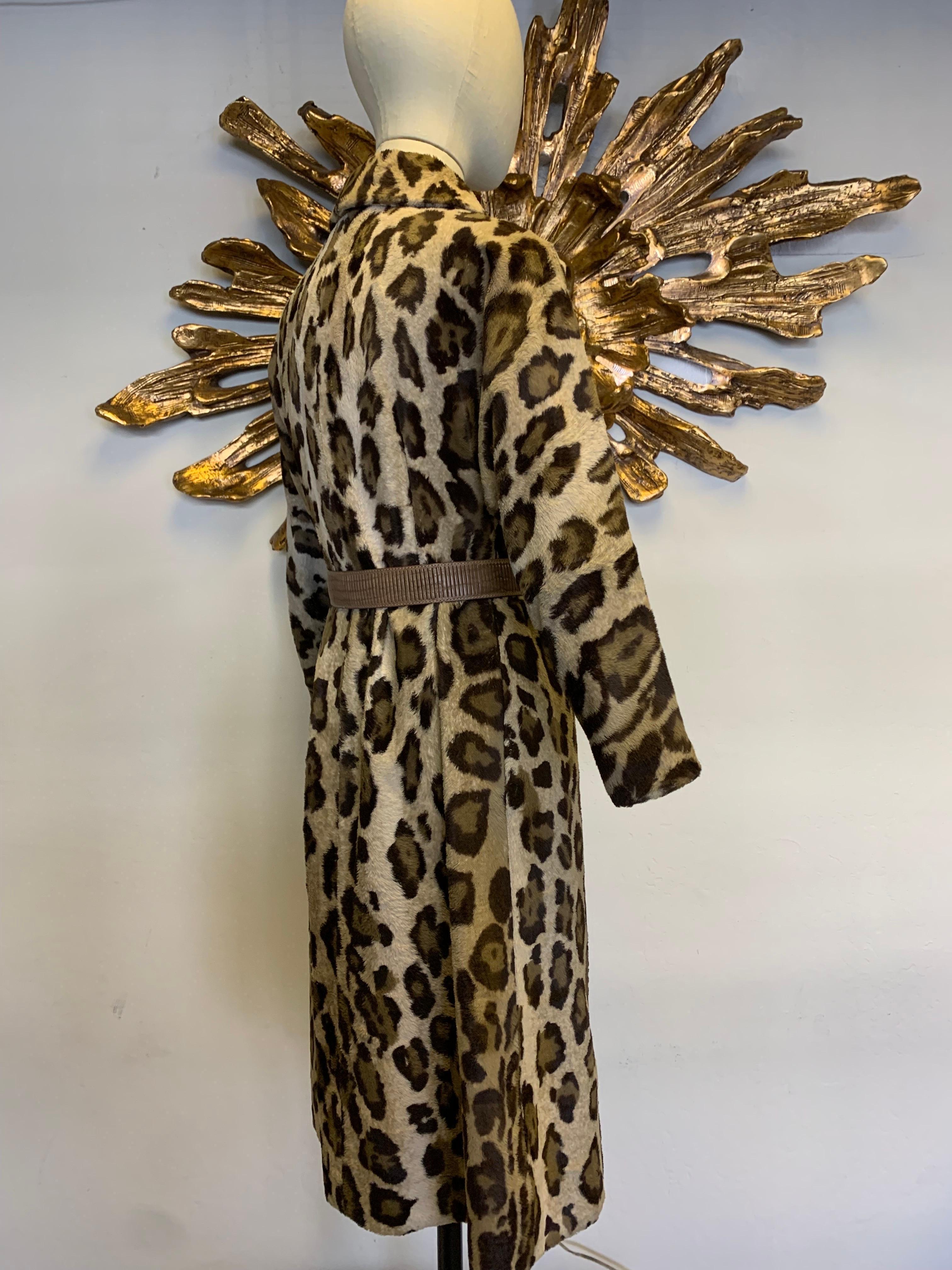 1960s Jerry Silverman Faux Leopard Fur Button-Down Coat Dress For Sale 1