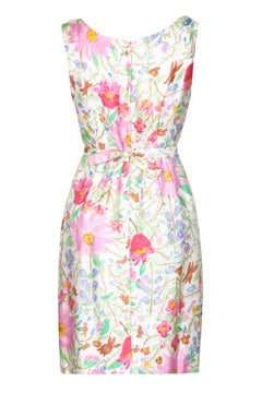 1960s Jeunesse Silk Floral Printed Dress with Matching Belt