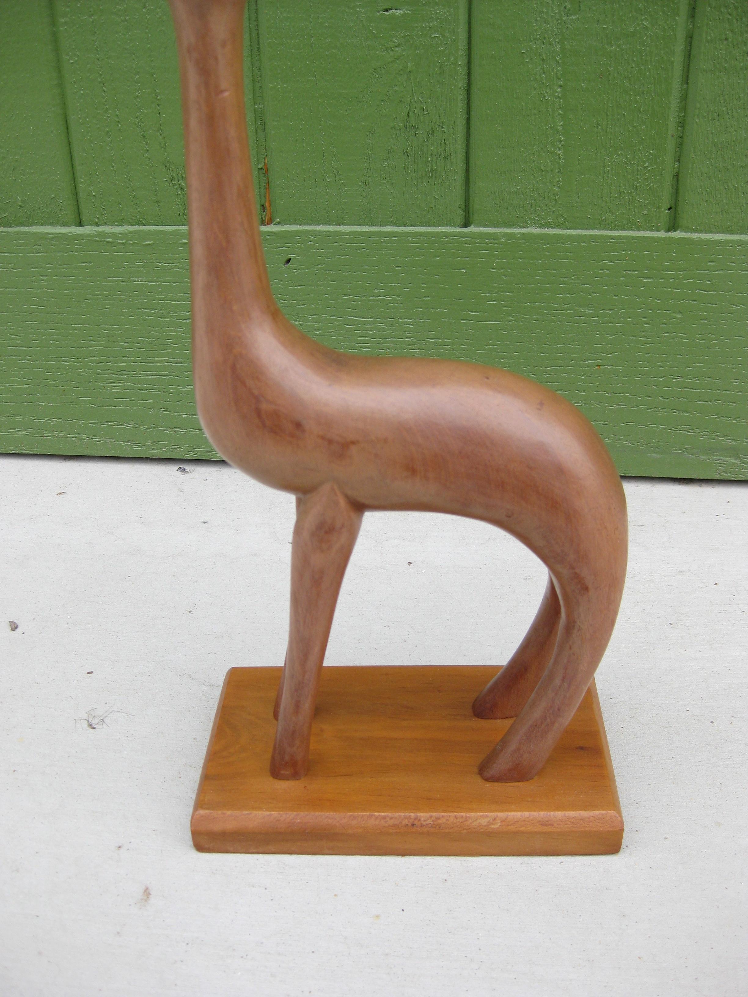 Hand-Carved 1960's, J.G Casas Modernist Abstract Animal Wood Carved Sculpture Mexican Artist For Sale