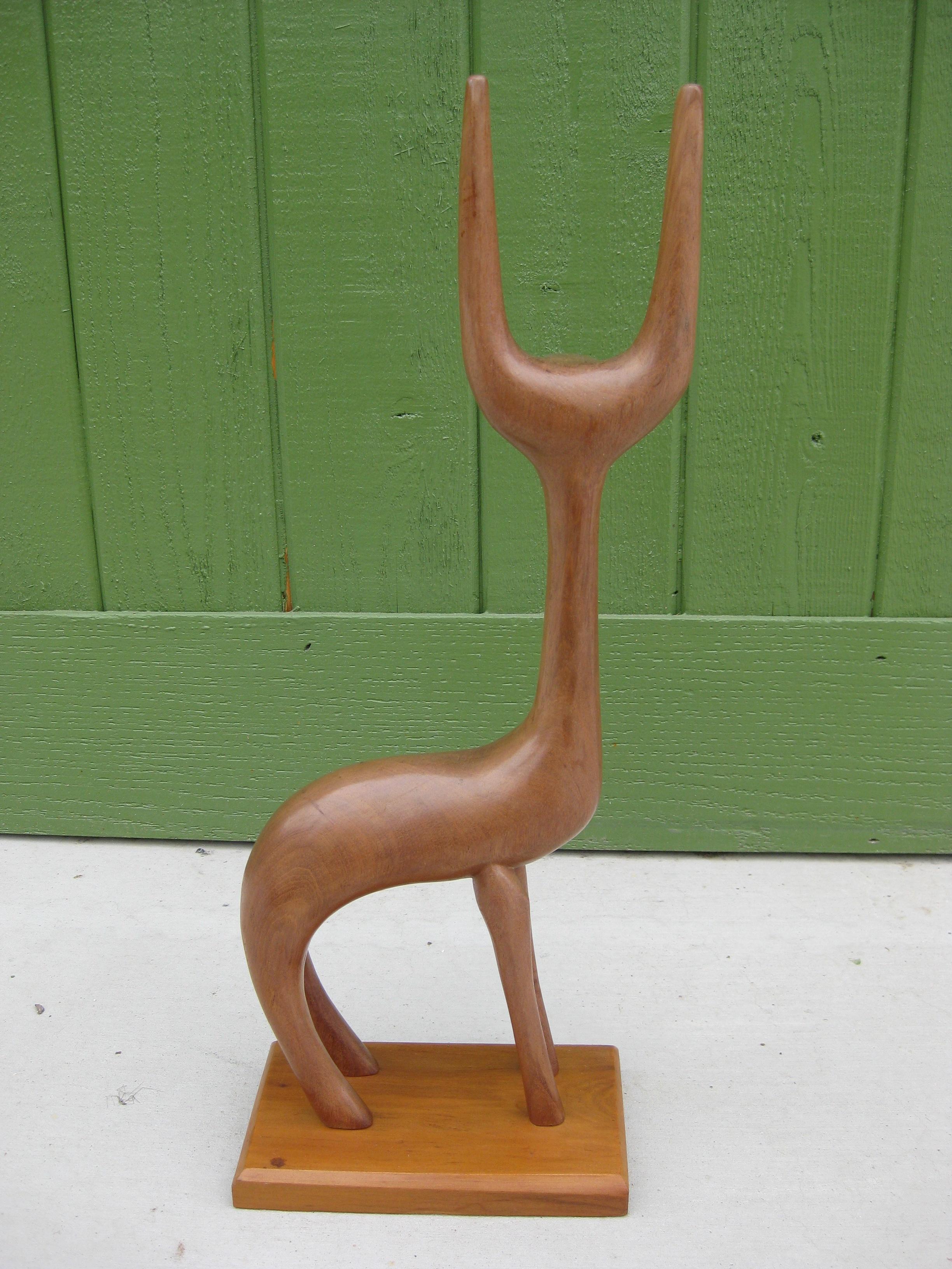 1960's, J.G Casas Modernist Abstract Animal Wood Carved Sculpture Mexican Artist For Sale 1