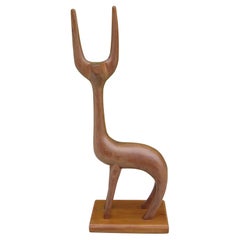 1960's, J.G Casas Modernist Abstract Animal Wood Carved Sculpture Mexican Artist