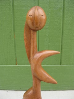 1960's J.G Casas Modernist Abstract Figural Wood Carved Sculpture Mexican Artist