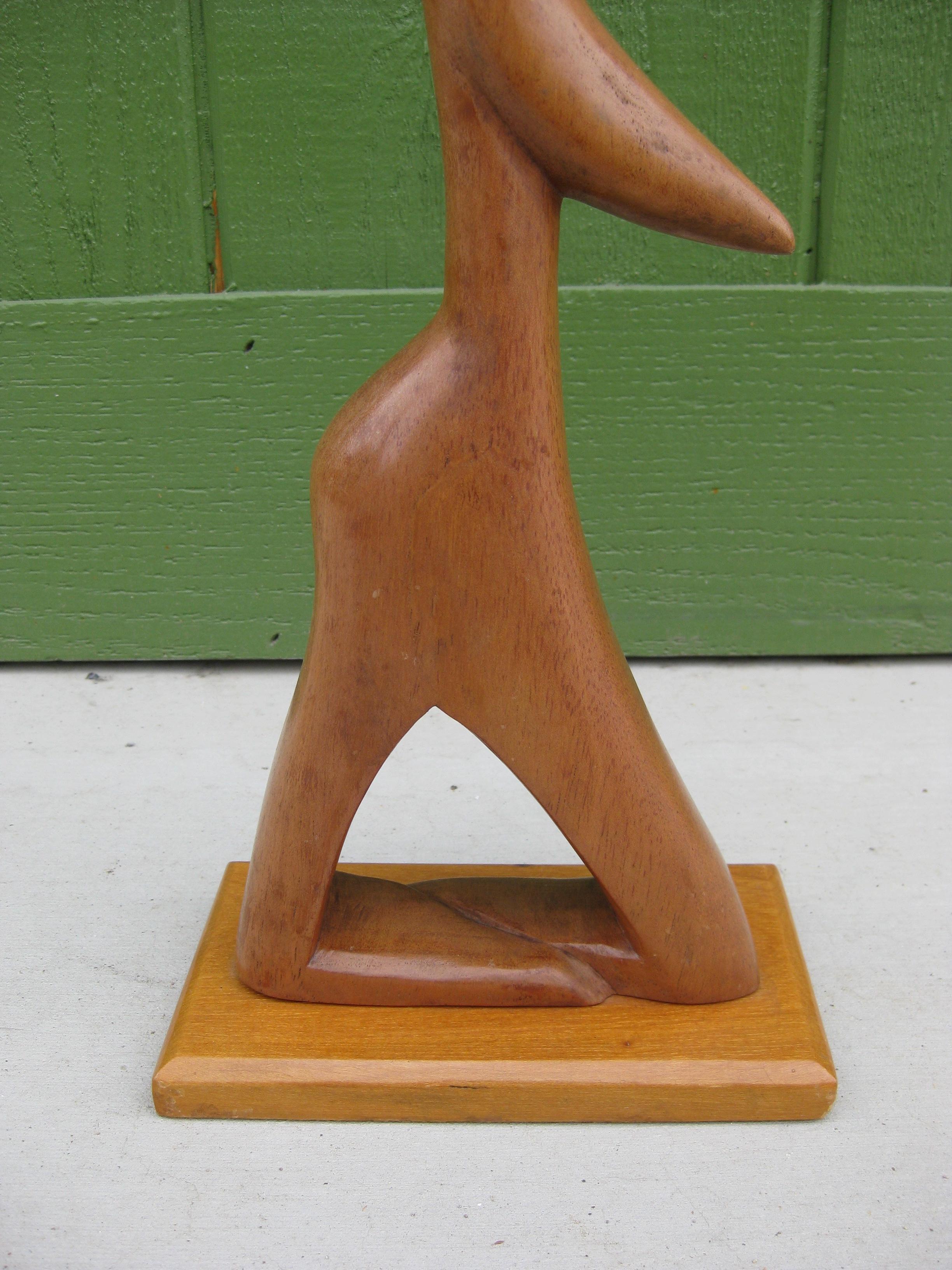 Hand-Carved 1960's J.G Casas Modernist Abstract Figural Wood Carved Sculpture Mexican Artist For Sale