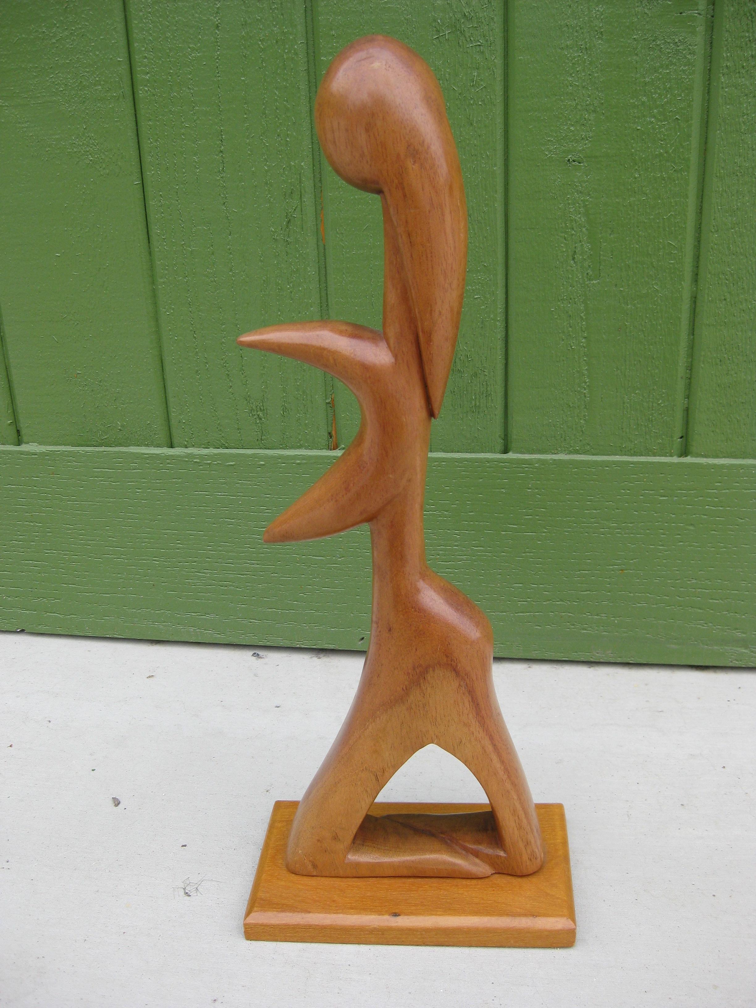 1960's J.G Casas Modernist Abstract Figural Wood Carved Sculpture Mexican Artist For Sale 2