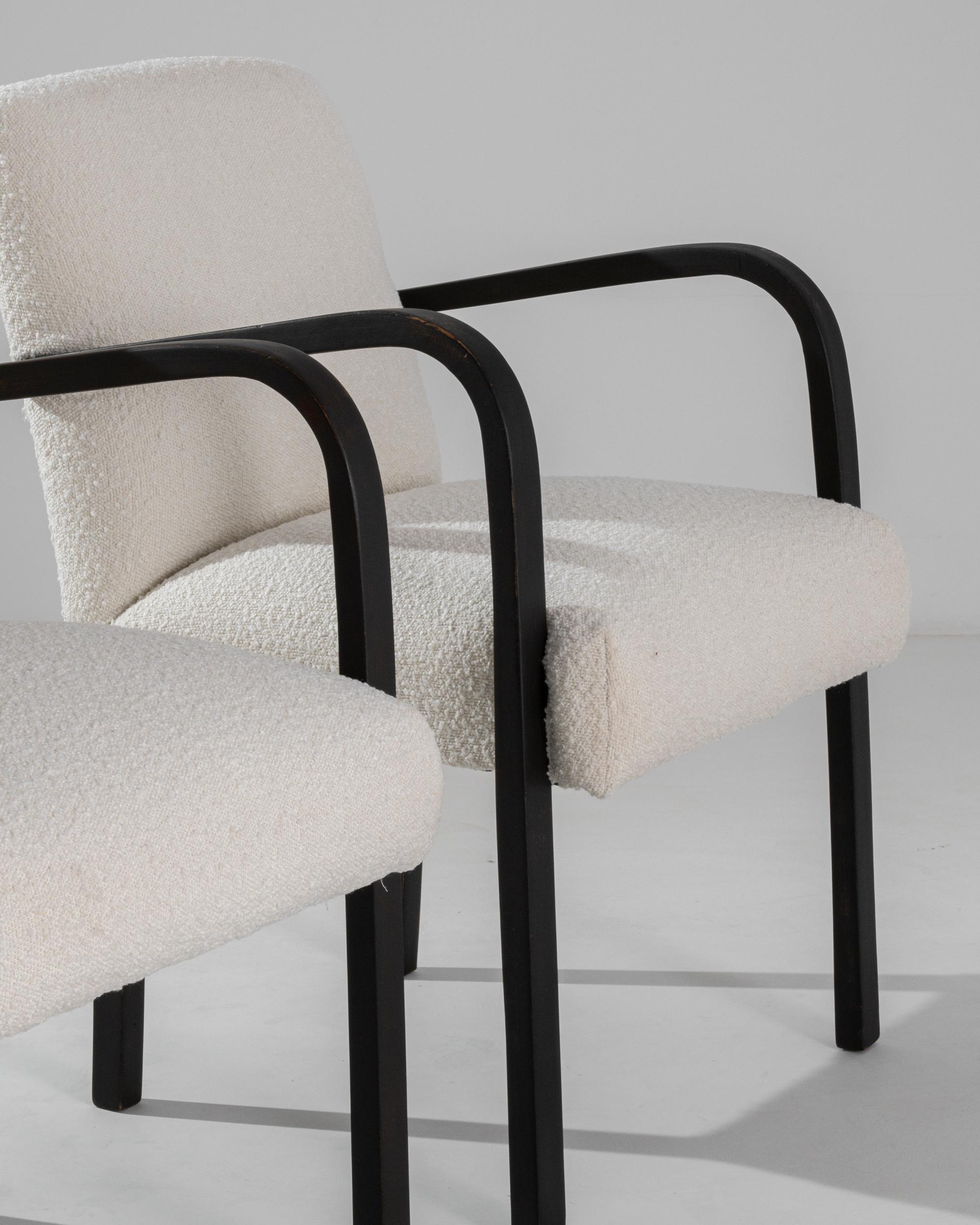 Bouclé 1960s Jindrich Halabala Bentwood Accent Chairs, a Pair For Sale
