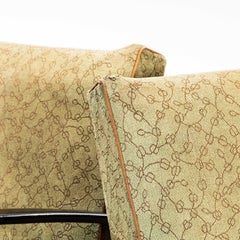 1960's Jindrich Halabala Original Armchairs - Olive Green With Line Pattern