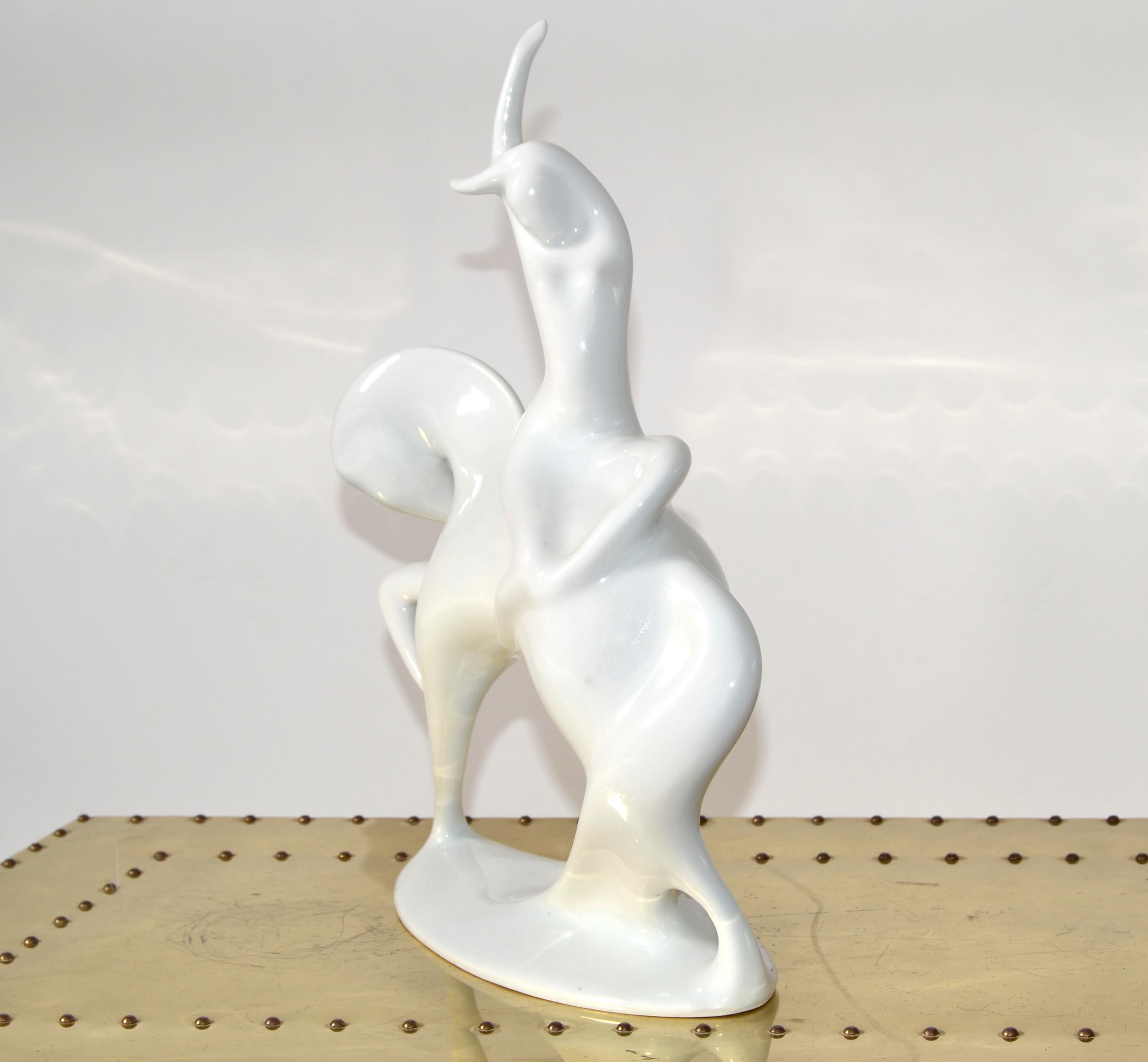 Hand-Crafted 1960s Jitro Porcelain Statue by Jaroslav Ježek for Royal Dux Bohemia Sculpture  For Sale