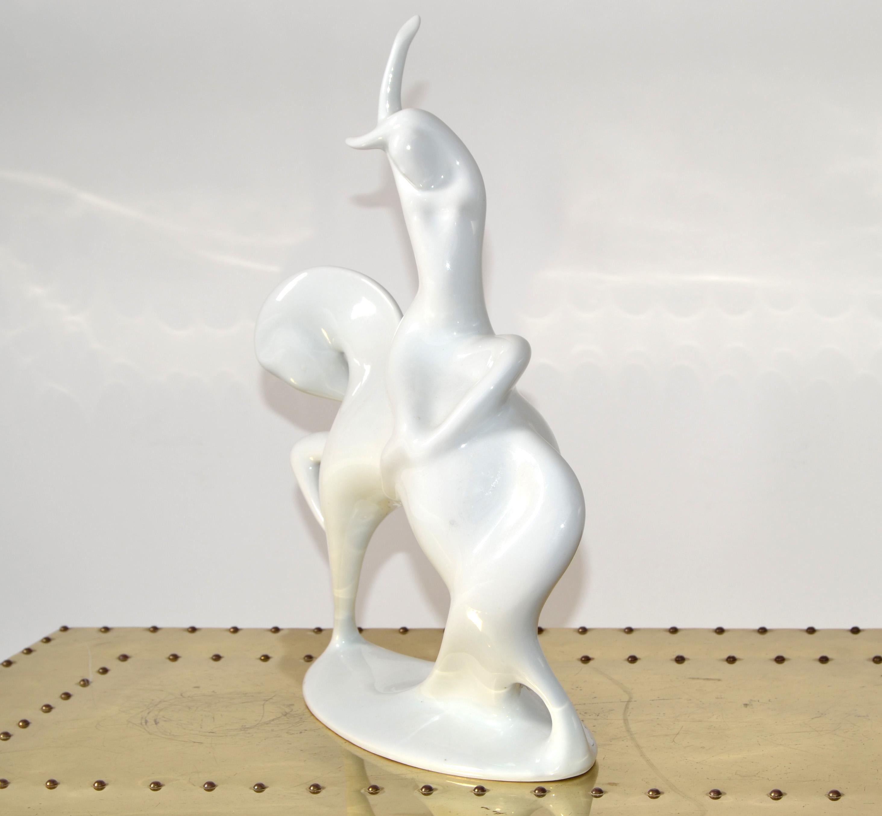 Bohemian 1960s Jitro Porcelain Statue by Jaroslav Ježek for Royal Dux Bohemia Sculpture For Sale