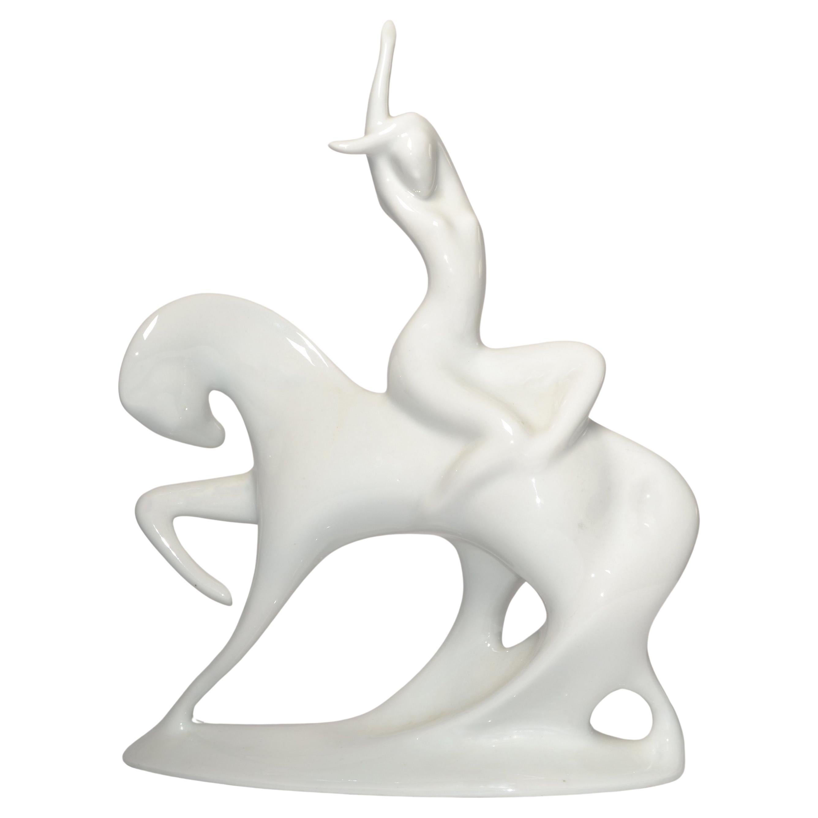 1960s Jitro Porcelain Statue by Jaroslav Ježek for Royal Dux Bohemia Sculpture 