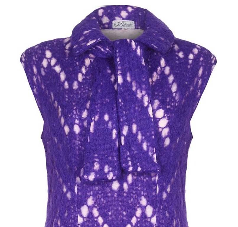 Viola 1960s Jo Giovanni Boutique Italiana Abito in maglia viola in vendita