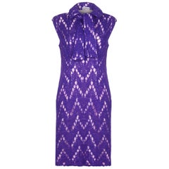 Retro 1960s Jo Giovanni Italian Boutique Purple Knit Dress