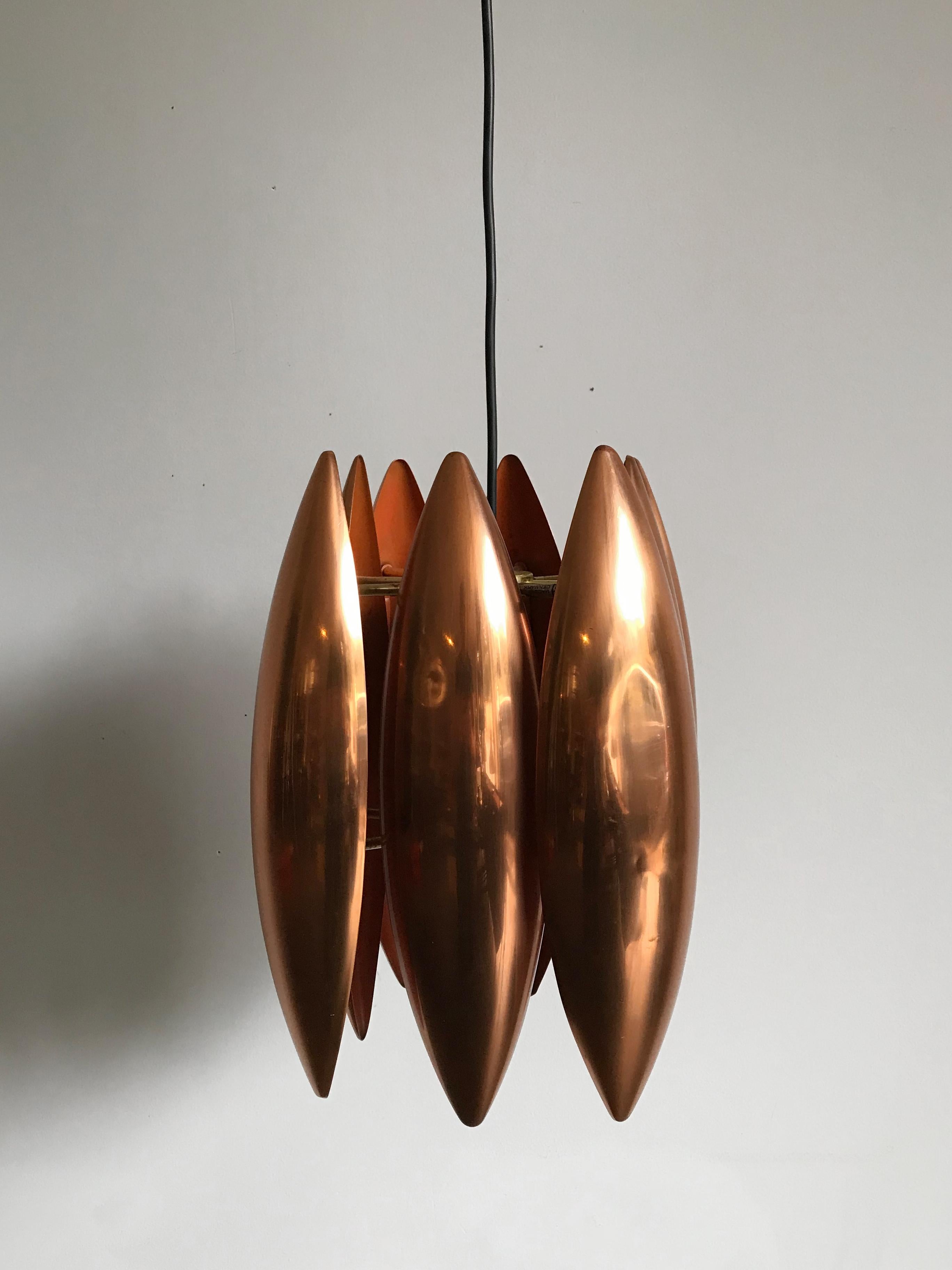 Danish 1960s Jo Hammerborg Scandinavian Copper Kastor Pendant Lamp for Fog & Morup