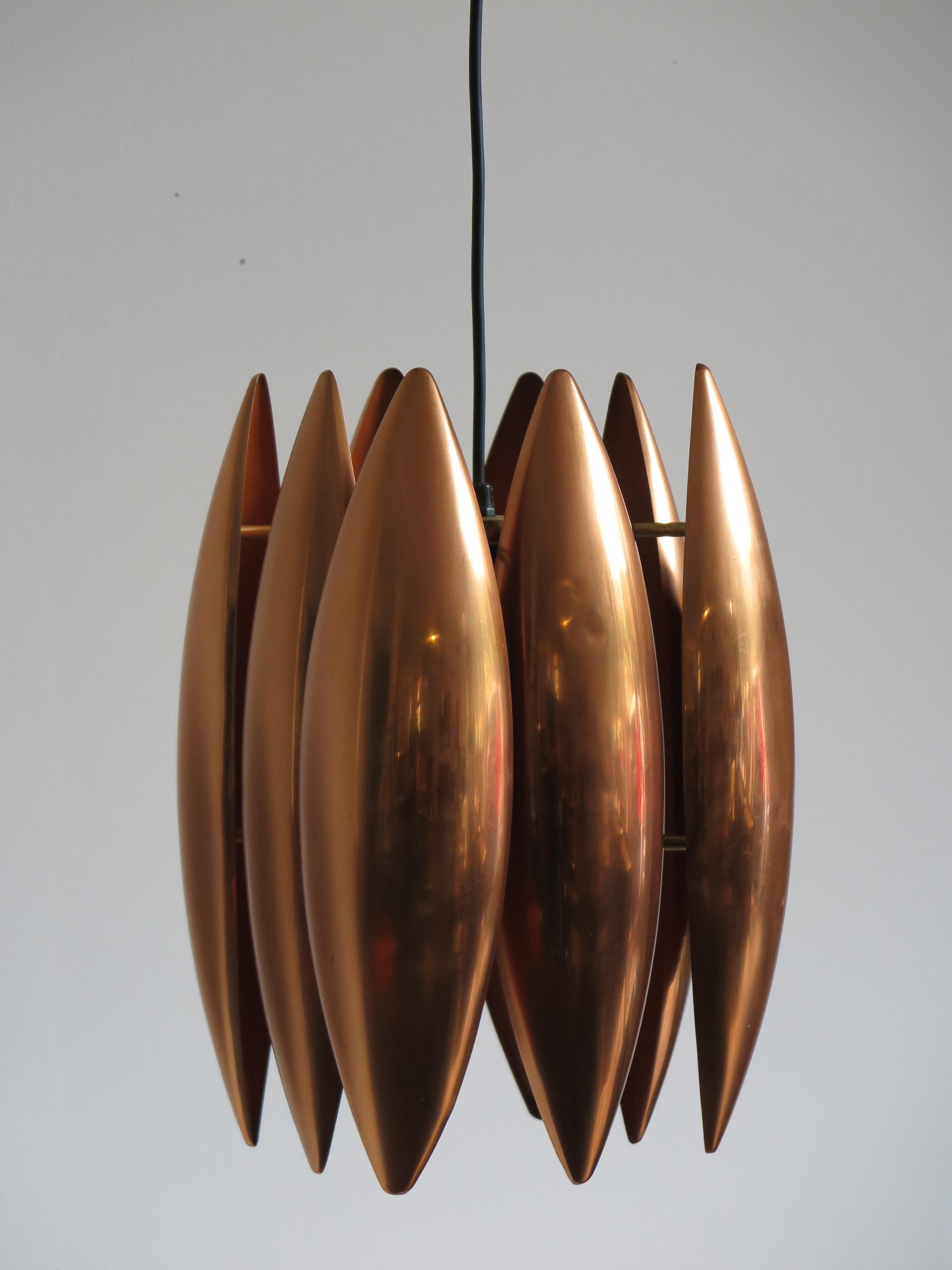 Mid-20th Century 1960s Jo Hammerborg Scandinavian Copper Kastor Pendant Lamp for Fog & Morup