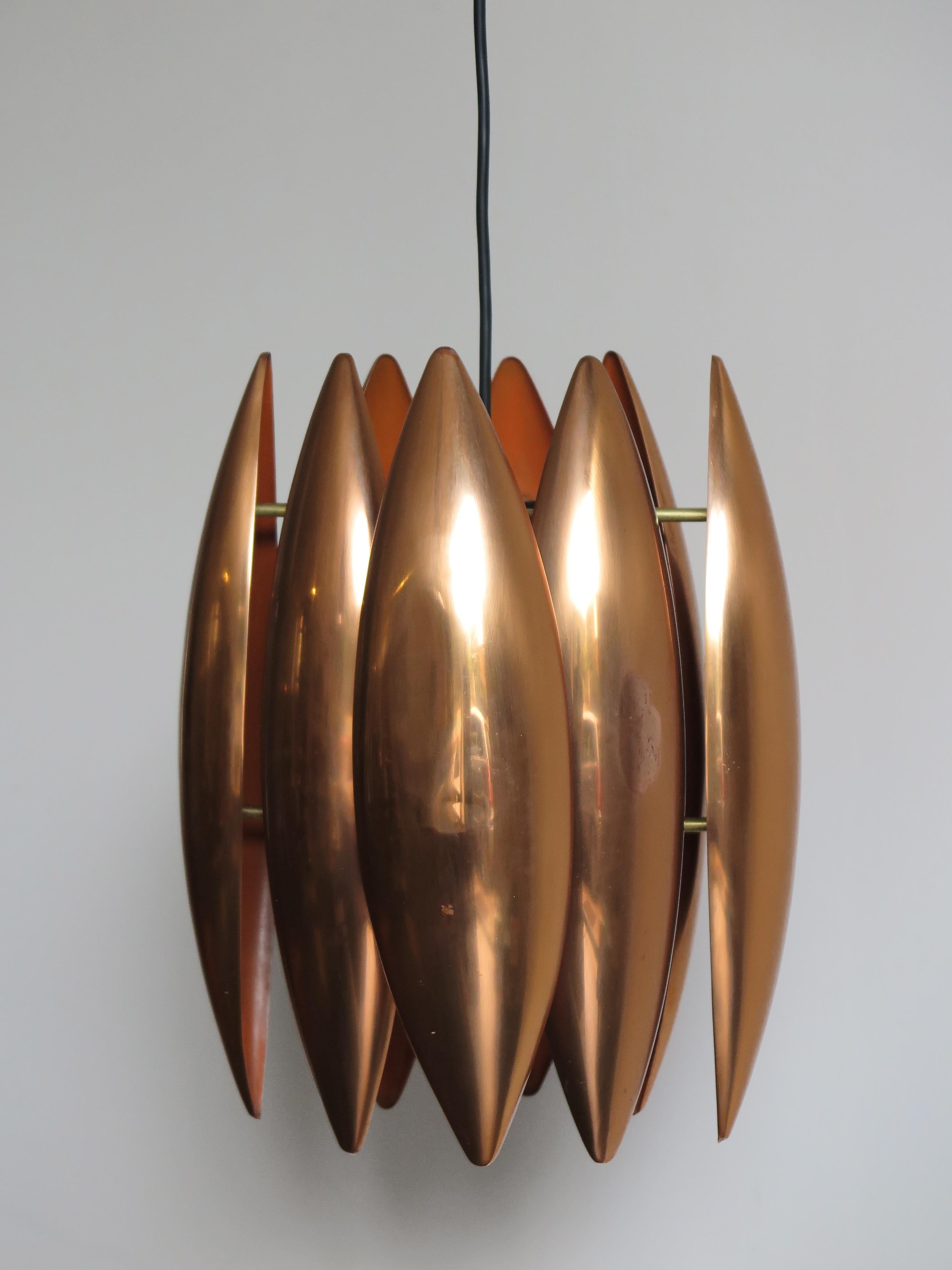 1960s Jo Hammerborg Scandinavian Copper Kastor Pendant Lamp for Fog & Morup 1