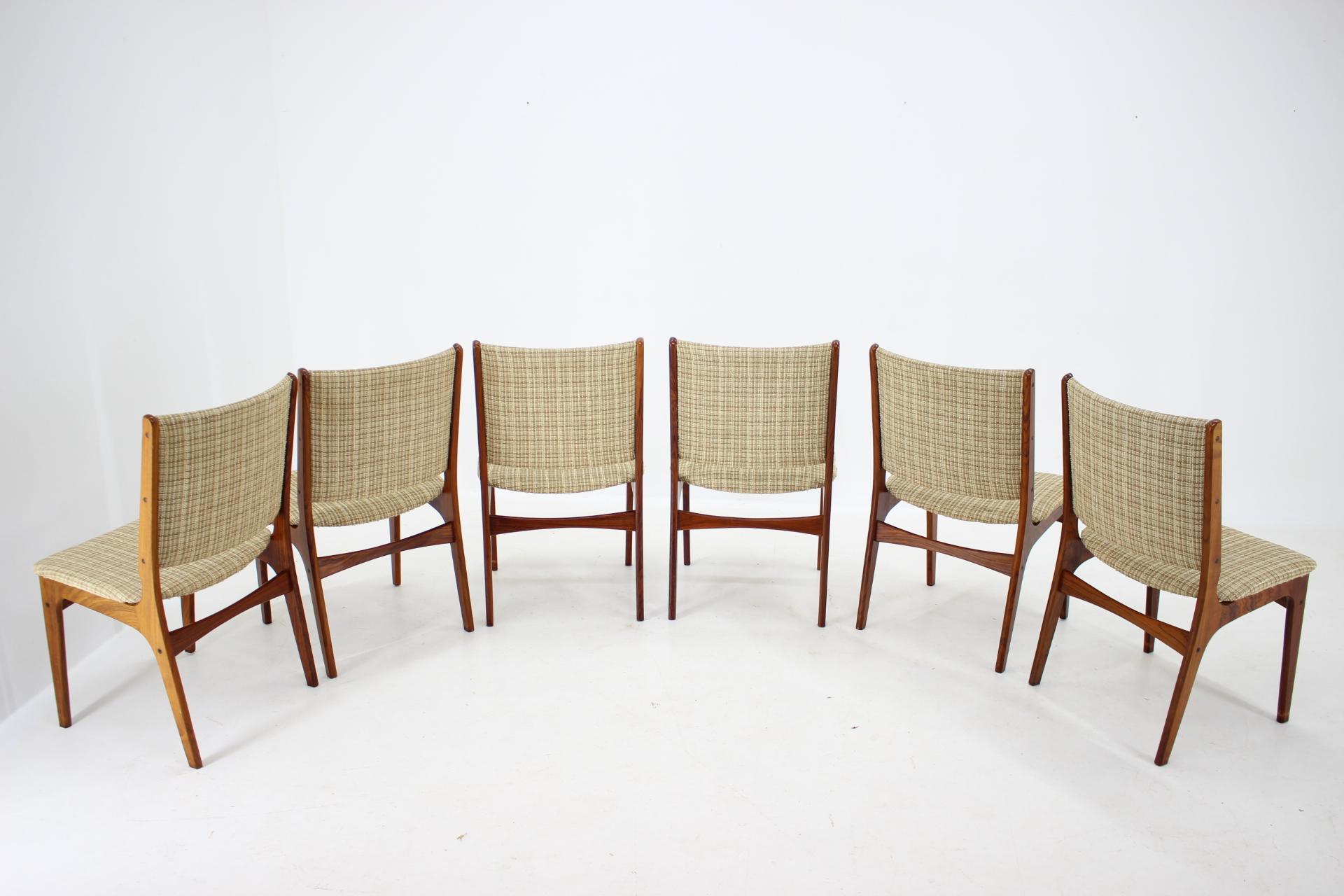1960s Johannes Andersen Dining Chairs, Set of 6, Denmark In Good Condition For Sale In Praha, CZ