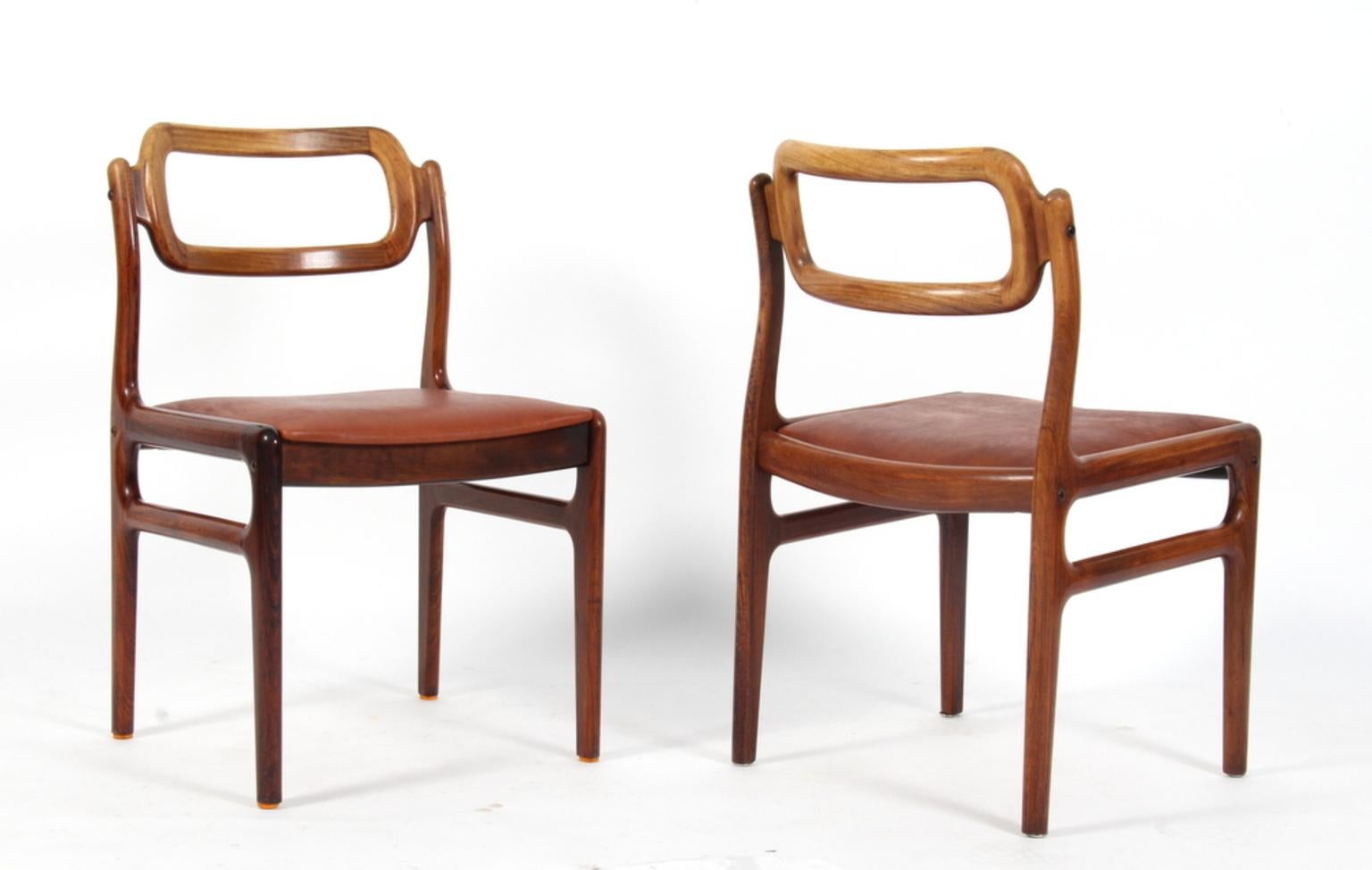 Mid-20th Century 1960s Johannes Andersen Five Dining Chairs for Uldum Møbelfabrik, Rosewood