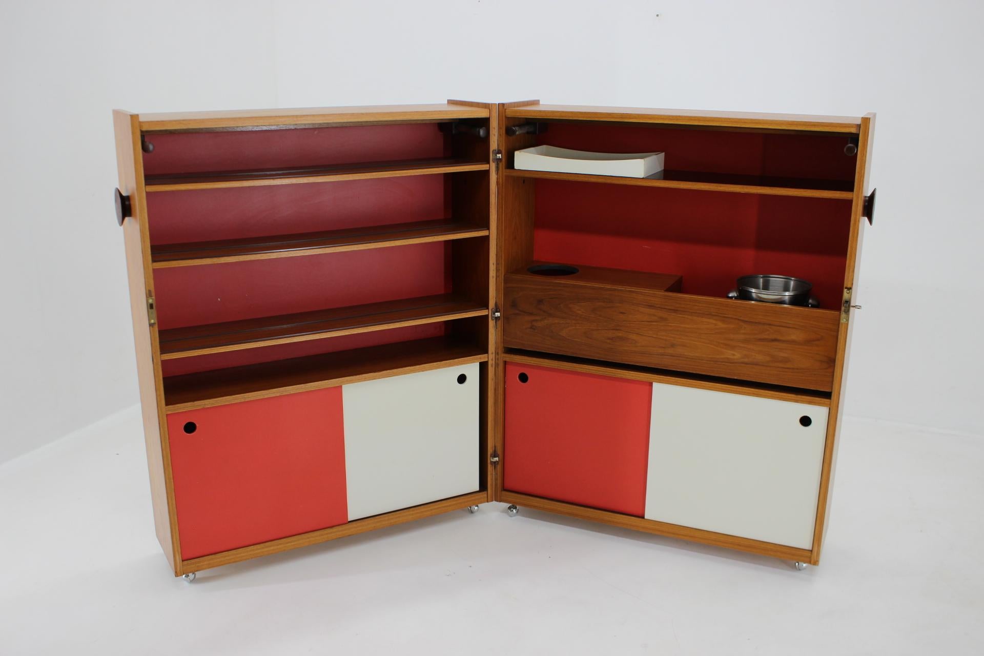 1960s Johannes Andersen Rare Teak Folding Bar Cabinet, Denmark For Sale 6