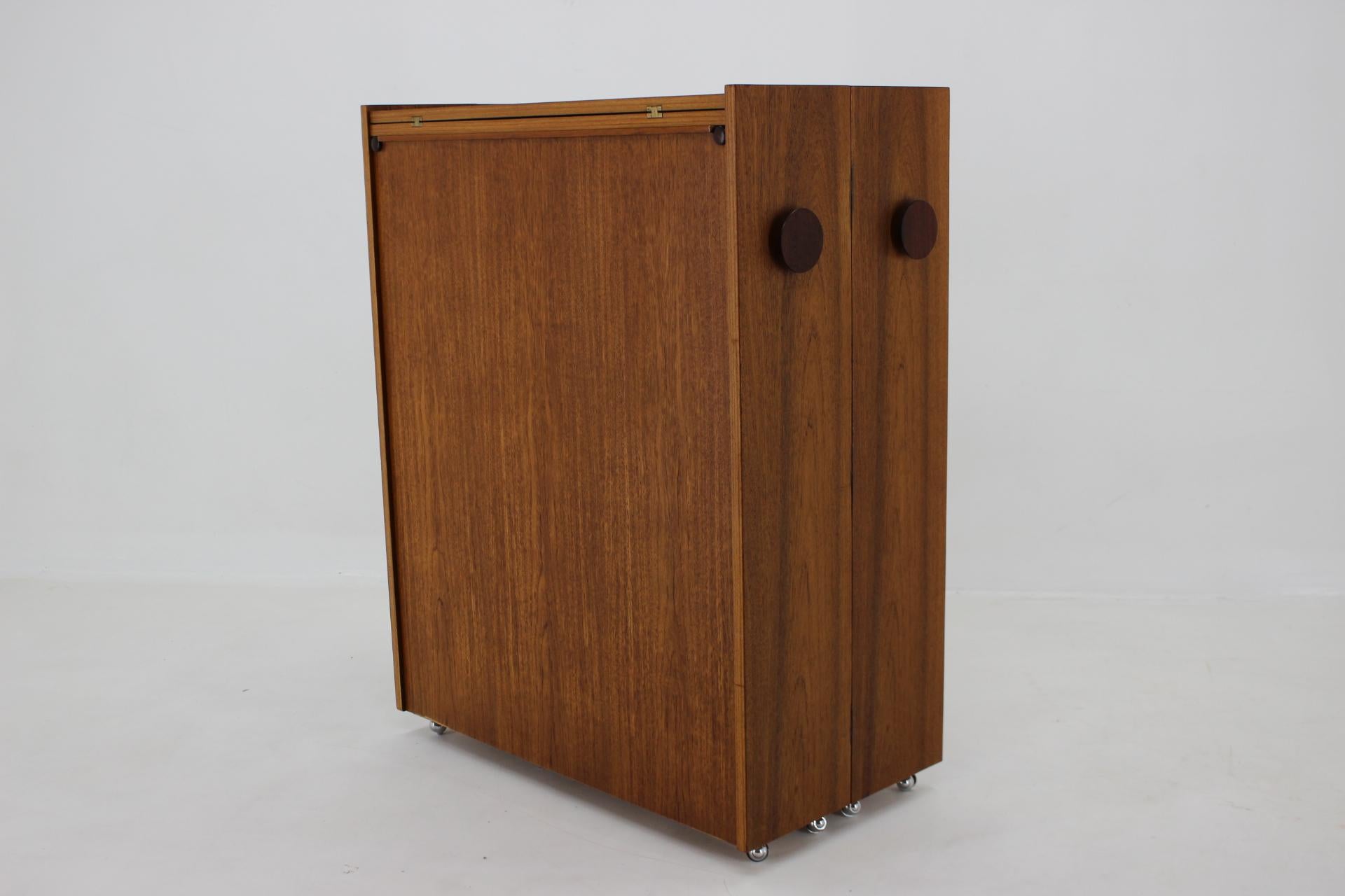 Mid-20th Century 1960s Johannes Andersen Rare Teak Folding Bar Cabinet, Denmark For Sale