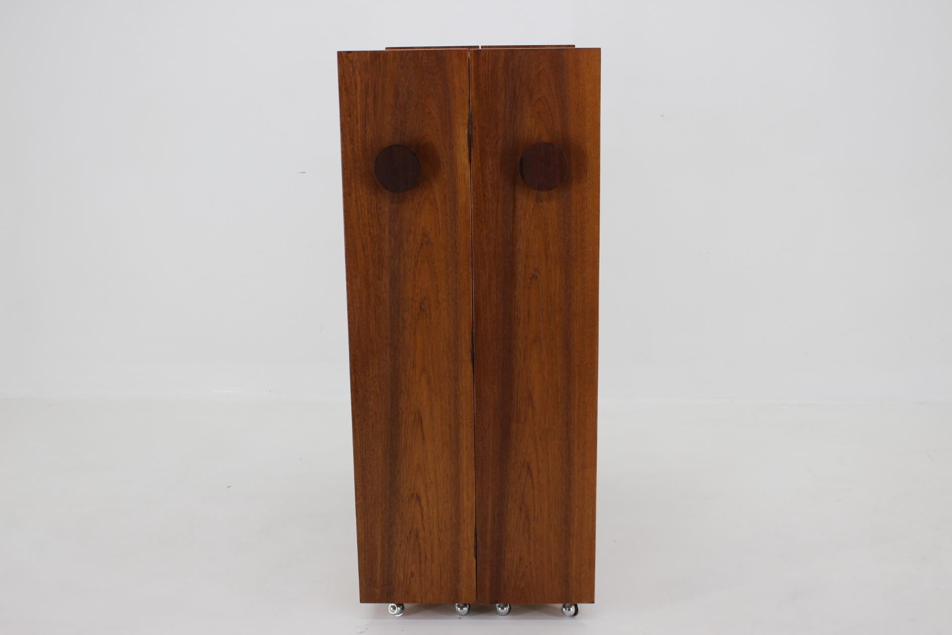 1960s Johannes Andersen Rare Teak Folding Bar Cabinet, Denmark For Sale 1