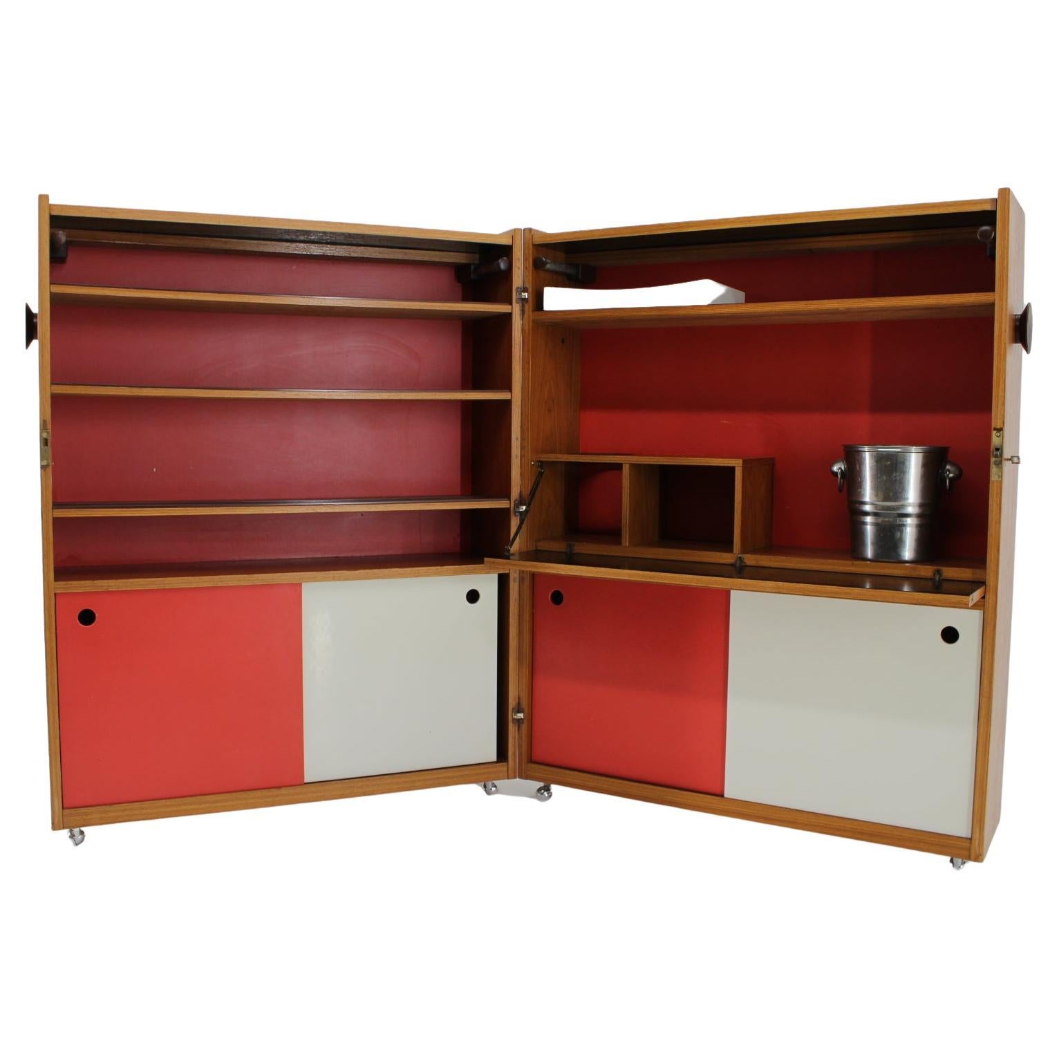 1960s Johannes Andersen Rare Teak Folding Bar Cabinet, Denmark For Sale
